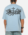 Saint Morta Conviction Mock Neck T-Shirt Denim Blue