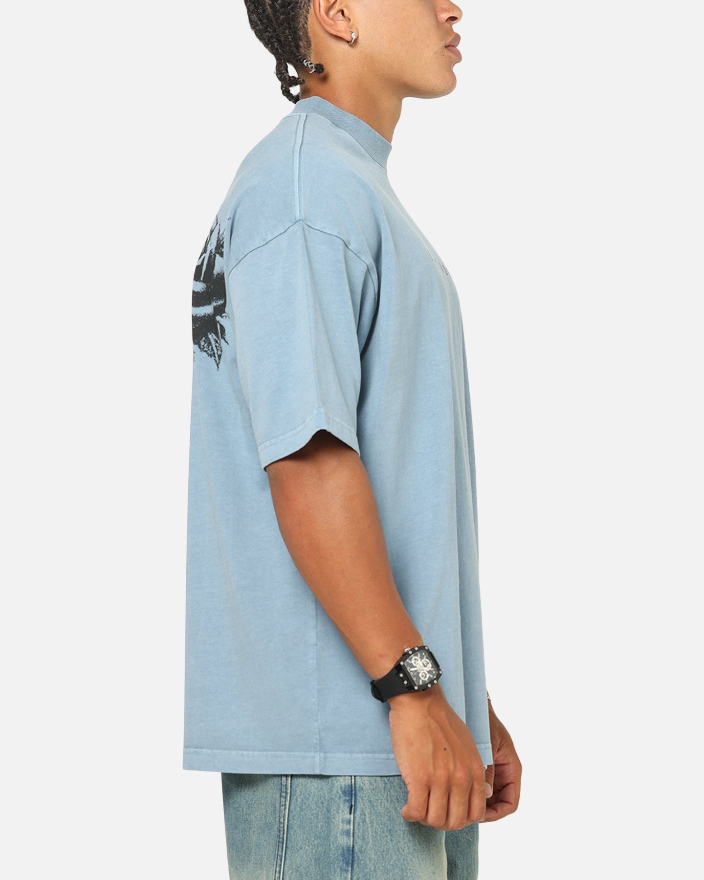 Saint Morta Conviction Mock Neck T-Shirt Denim Blue