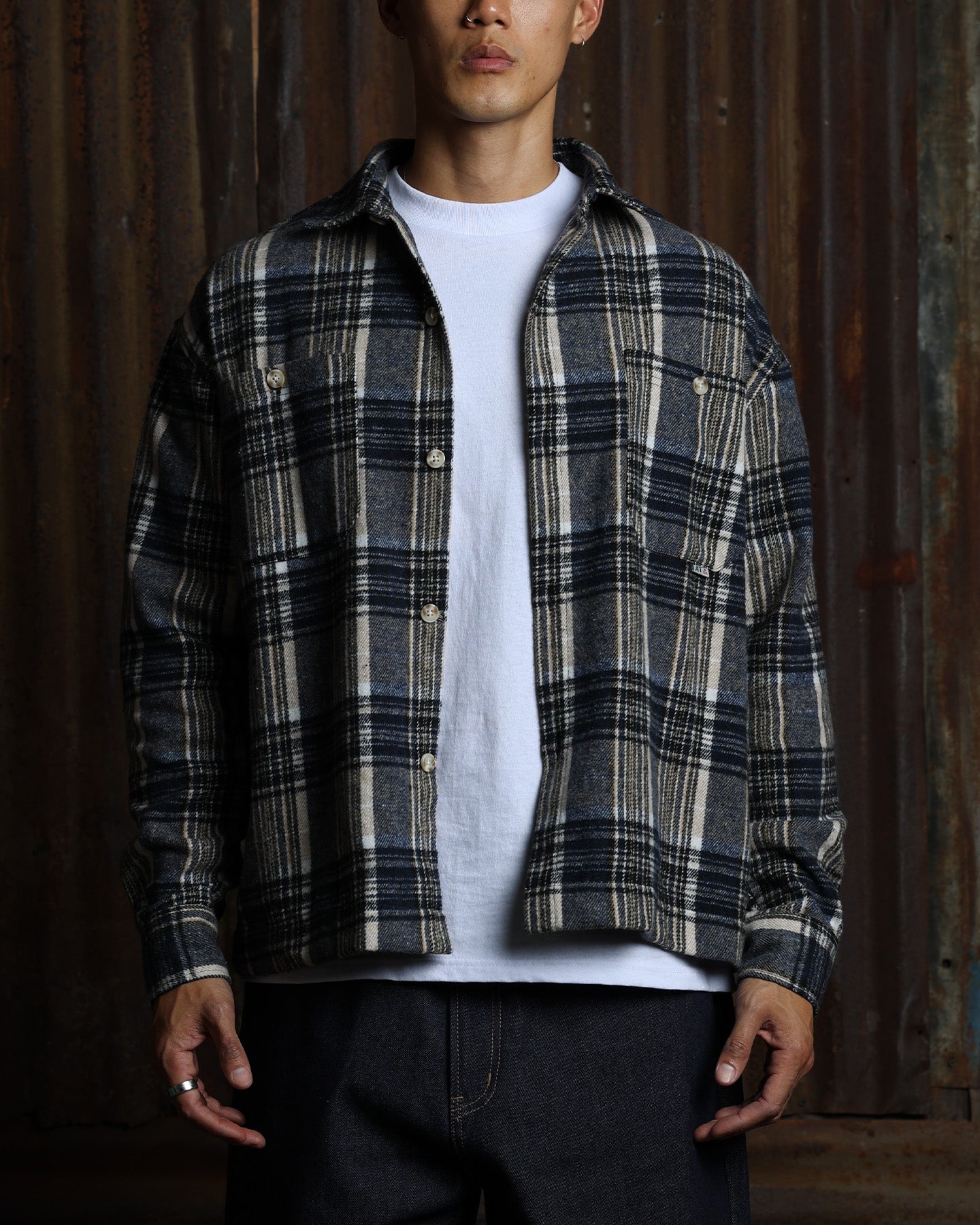 American Thrift Utility Flannel Shirt Blue
