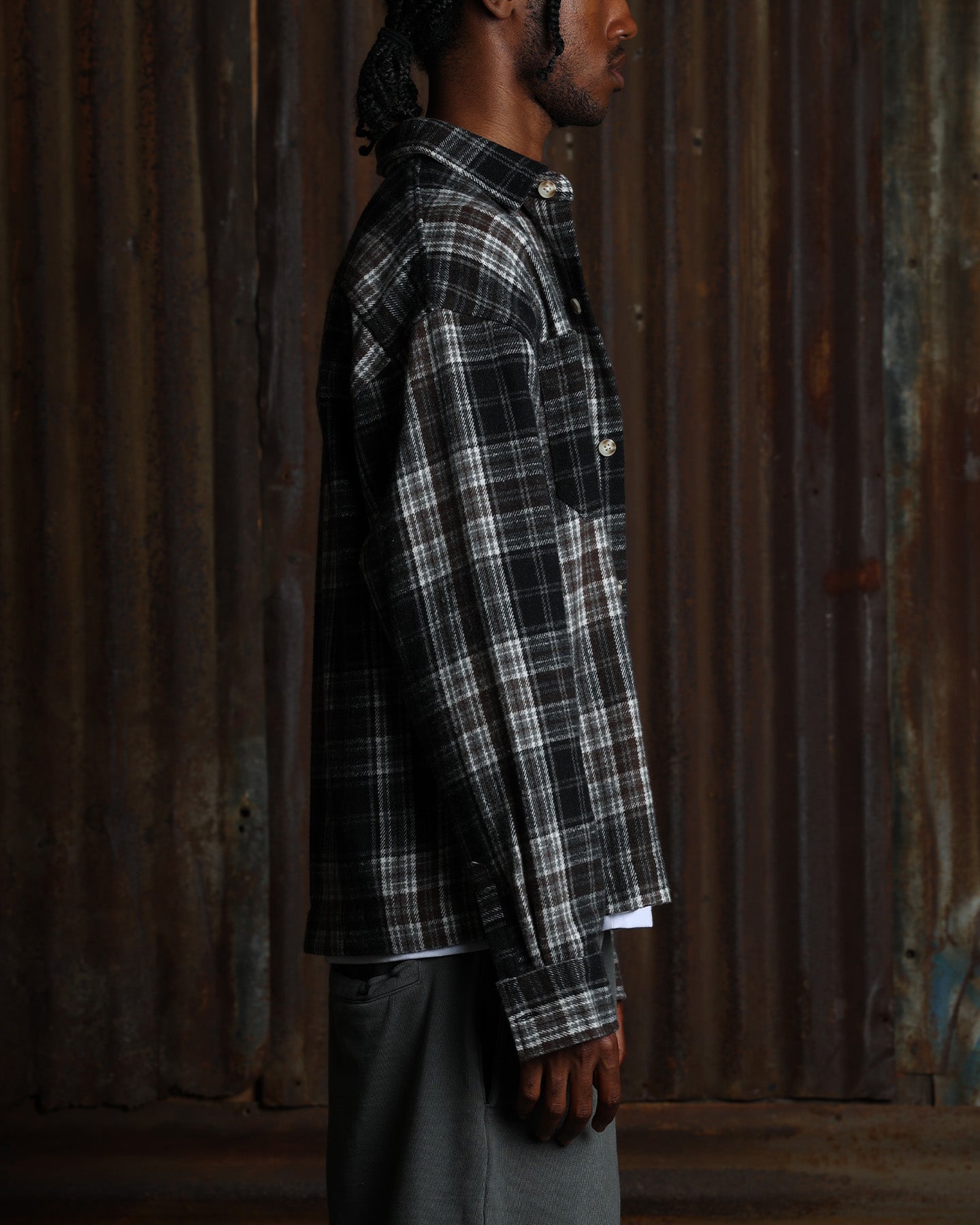 American Thrift Utility Flannel Shirt Brown