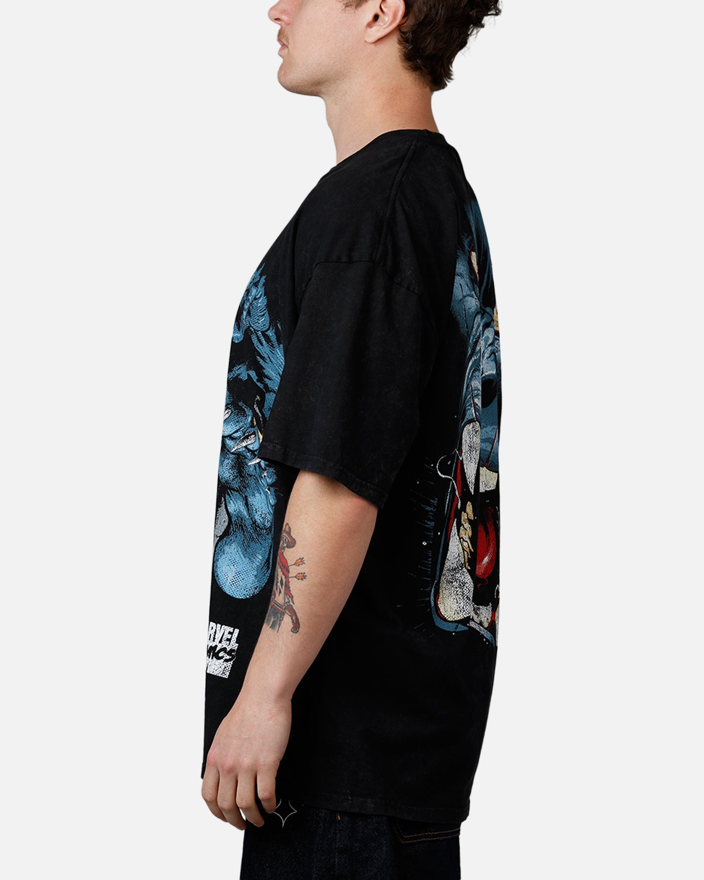 73Studio Marvel X-Men Beast Vintage T-Shirt Black Acidwash