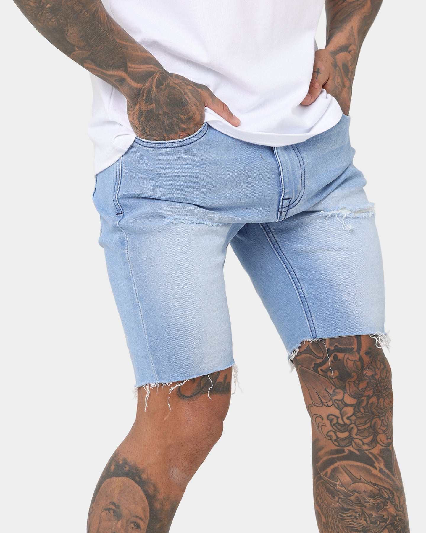 Nena and Pasadena Rawlins Denim Shorts Alaskan Blue