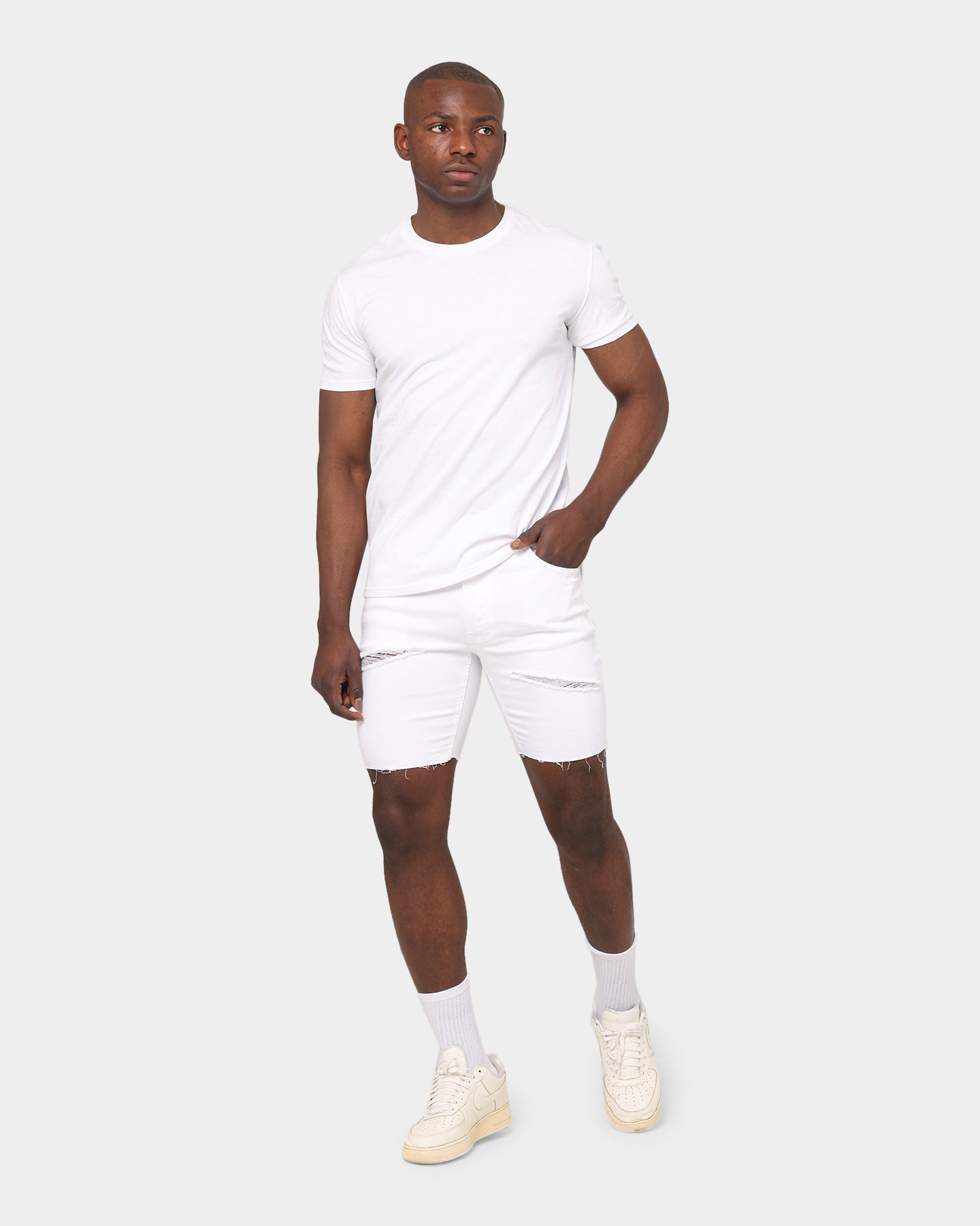 Nena and Pasadena Rawlins Denim Shorts Destroyed White