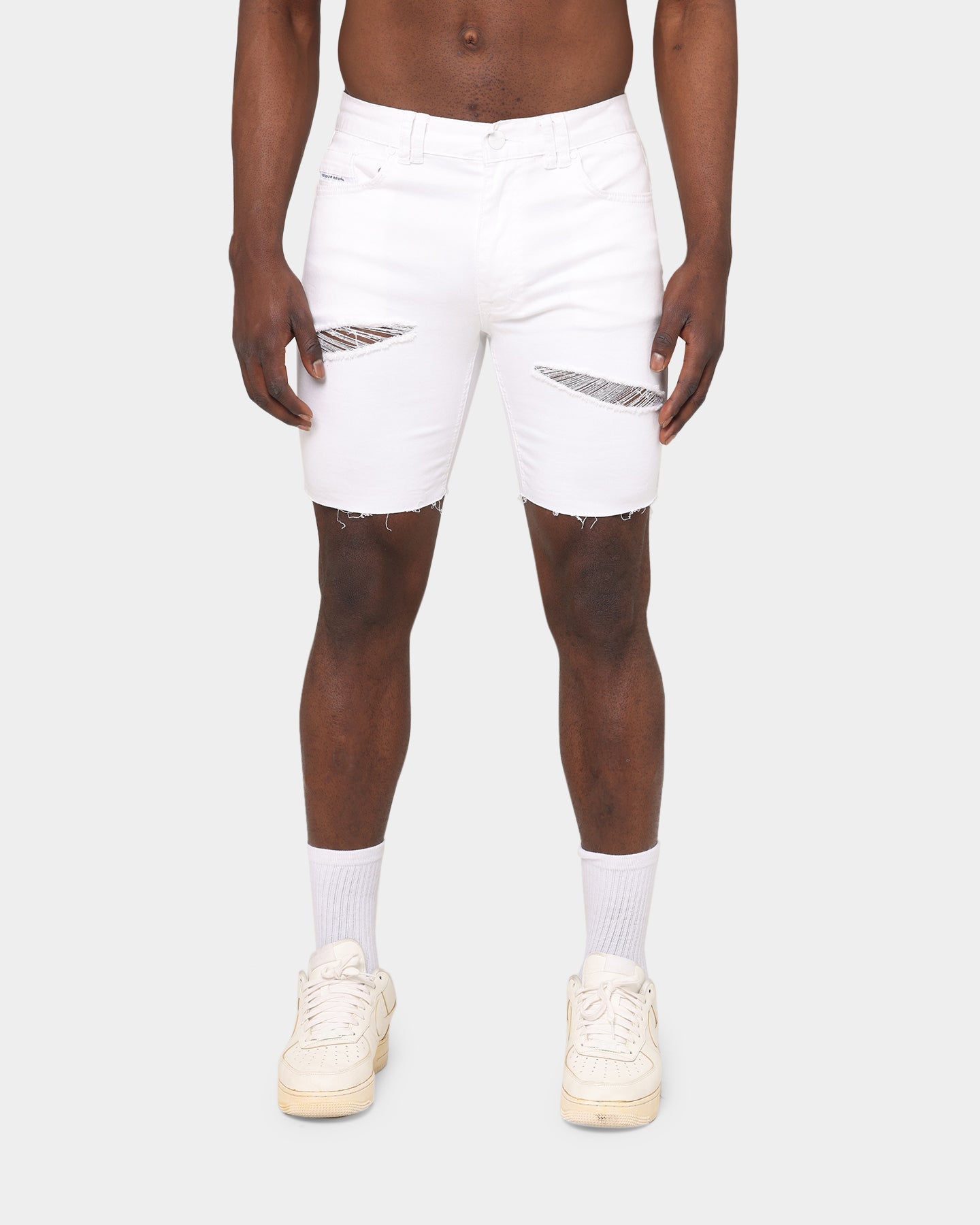 Nena and Pasadena Rawlins Denim Shorts Destroyed White