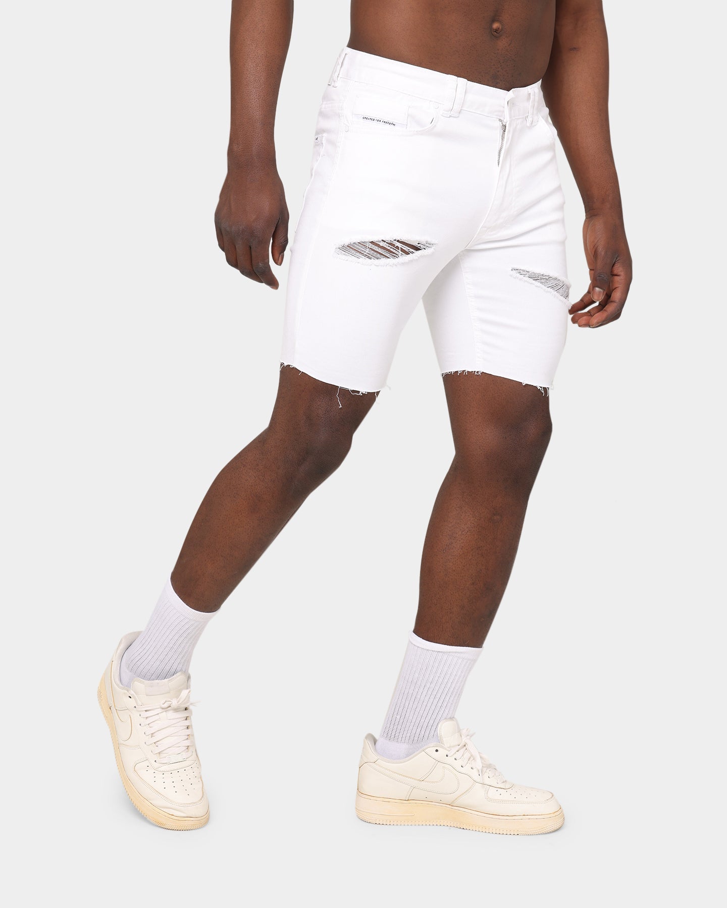 Nena and Pasadena Rawlins Denim Shorts Destroyed White