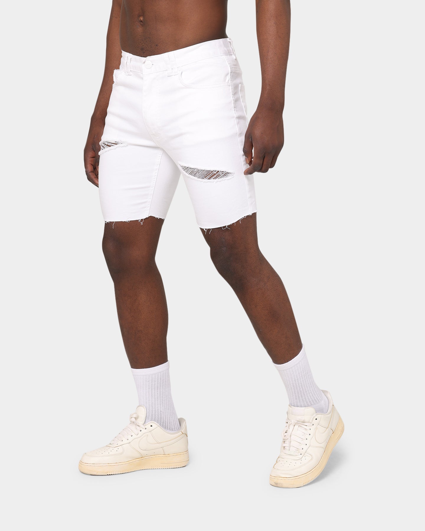 Nena and Pasadena Rawlins Denim Shorts Destroyed White