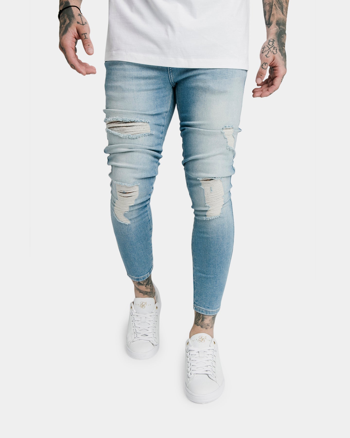 Sik Silk Distressed Denim Jeans Light Wash