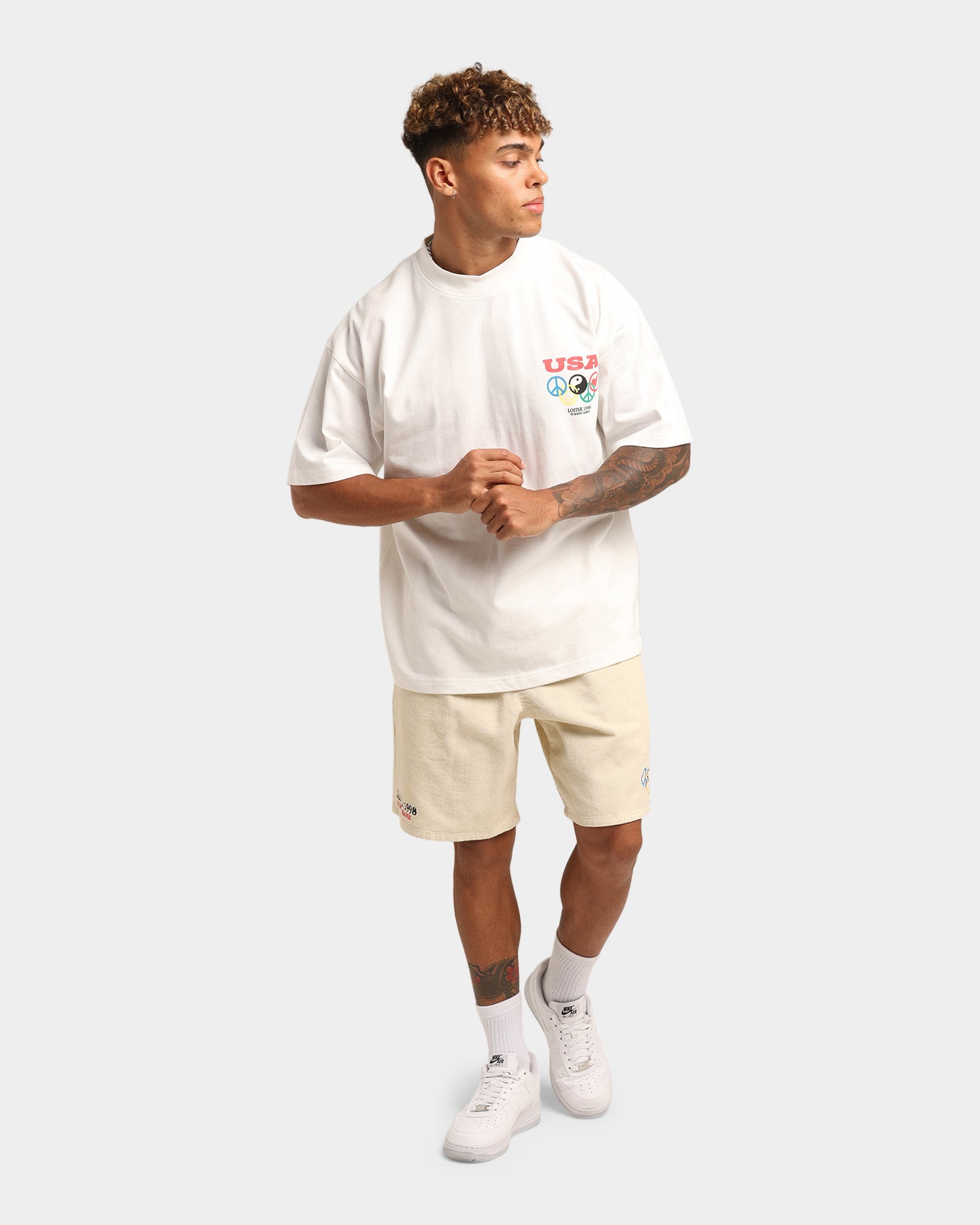 Loiter Tribute Walk Shorts Off White