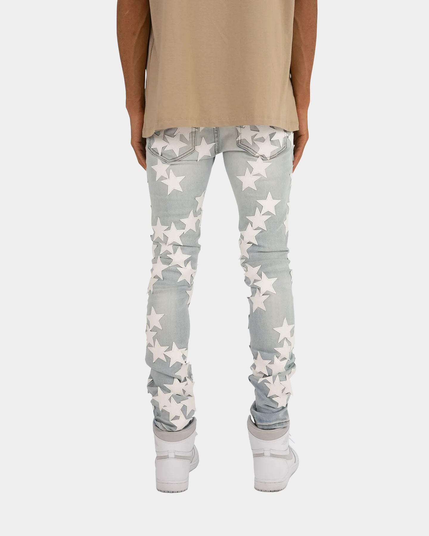 MNML X255 Stretch Star Denim Jeans Light Blue