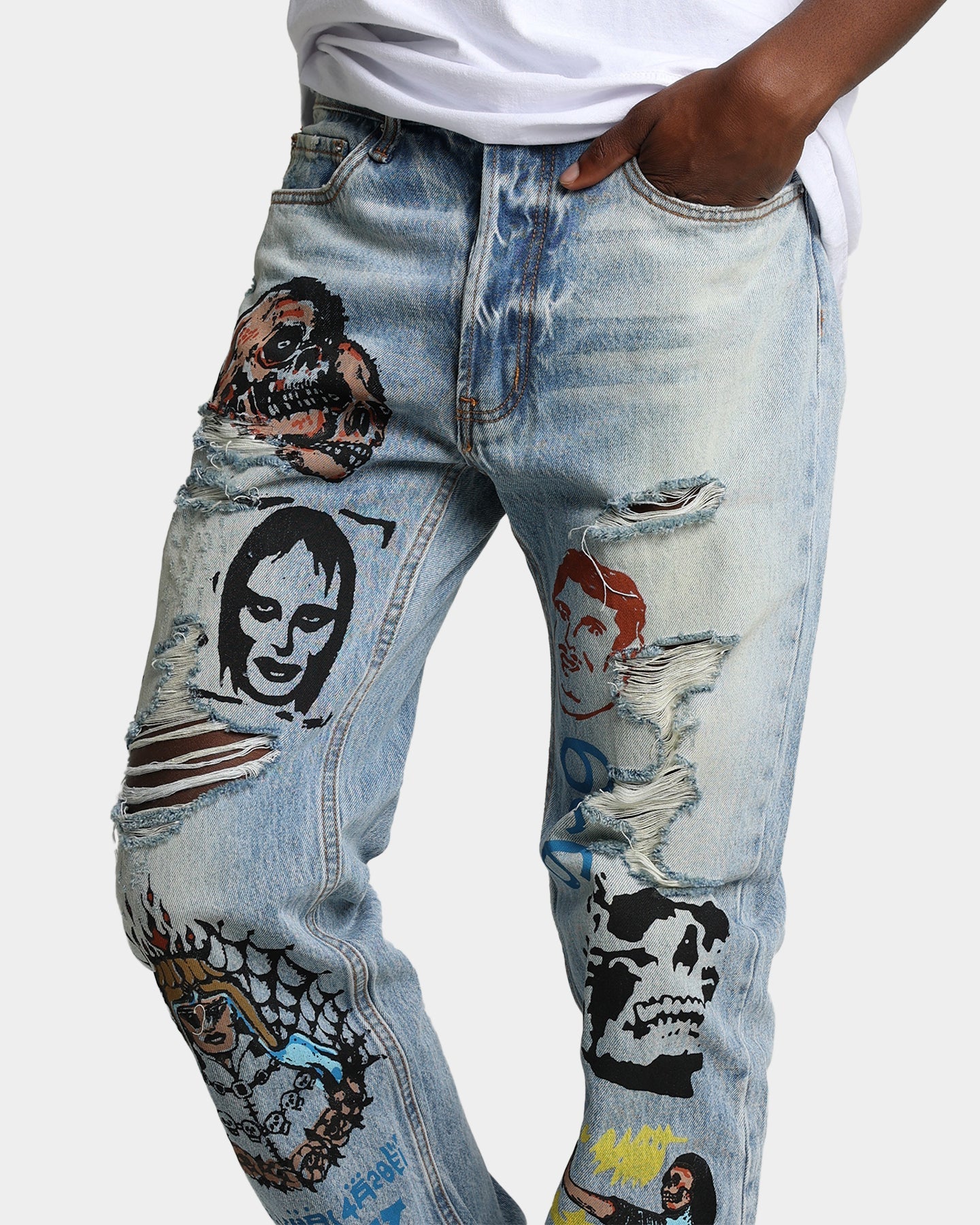 MNML V440 Terry Baggy Denim Pants Blue