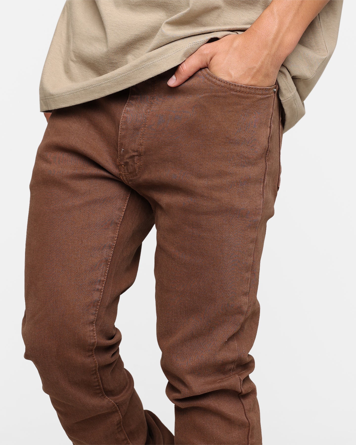 MNML X491 Convertible Skinny Denim Jeans Brown