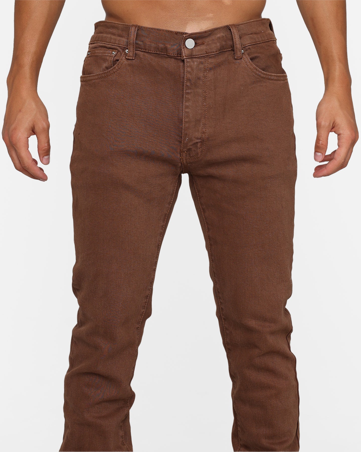 MNML X491 Convertible Skinny Denim Jeans Brown