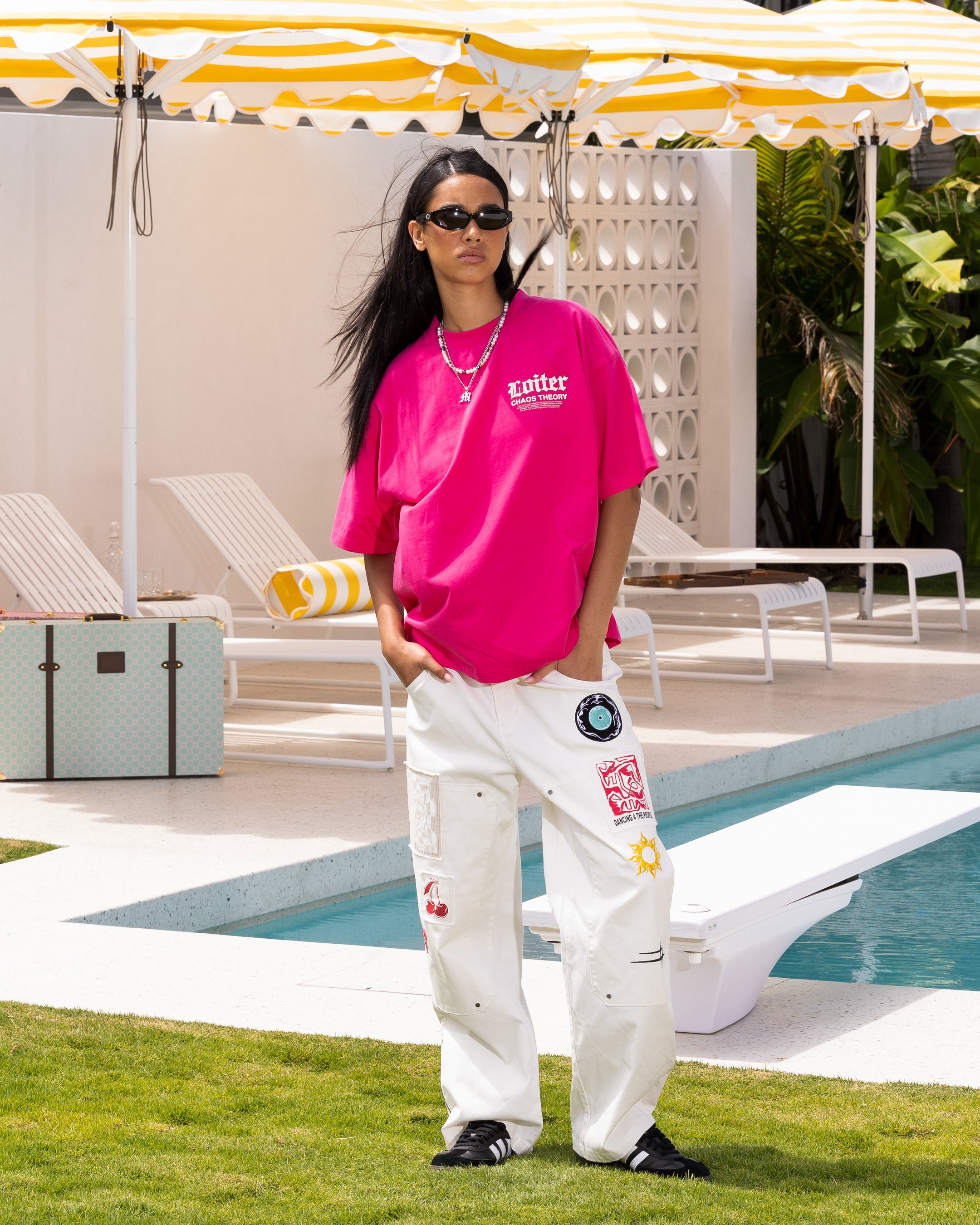 Loiter Patchwork Double Knee Pants Off White