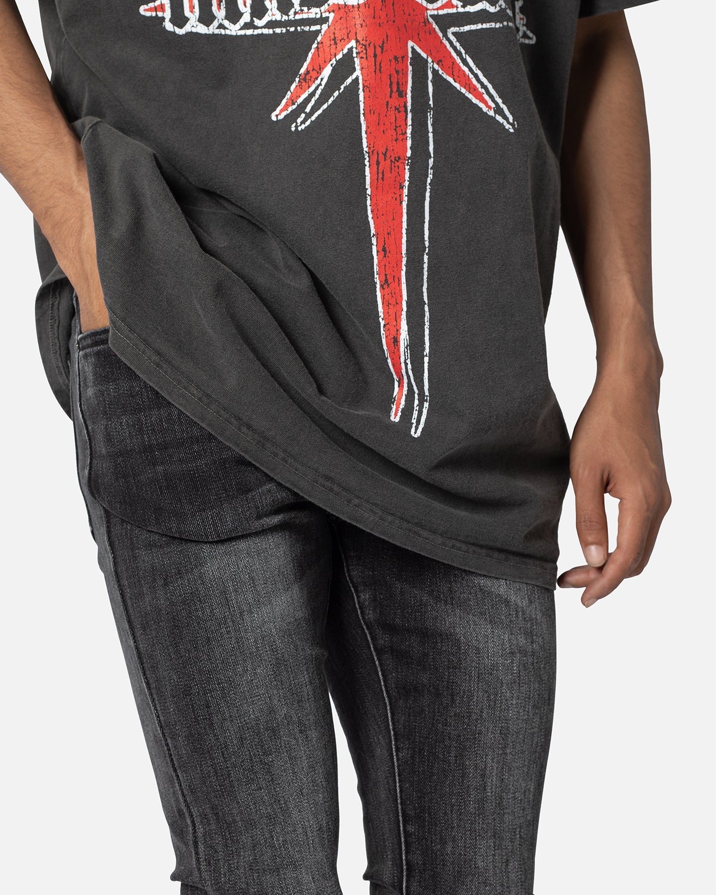 MNML X514 Skinny Stacked Denim Jeans Washed Black