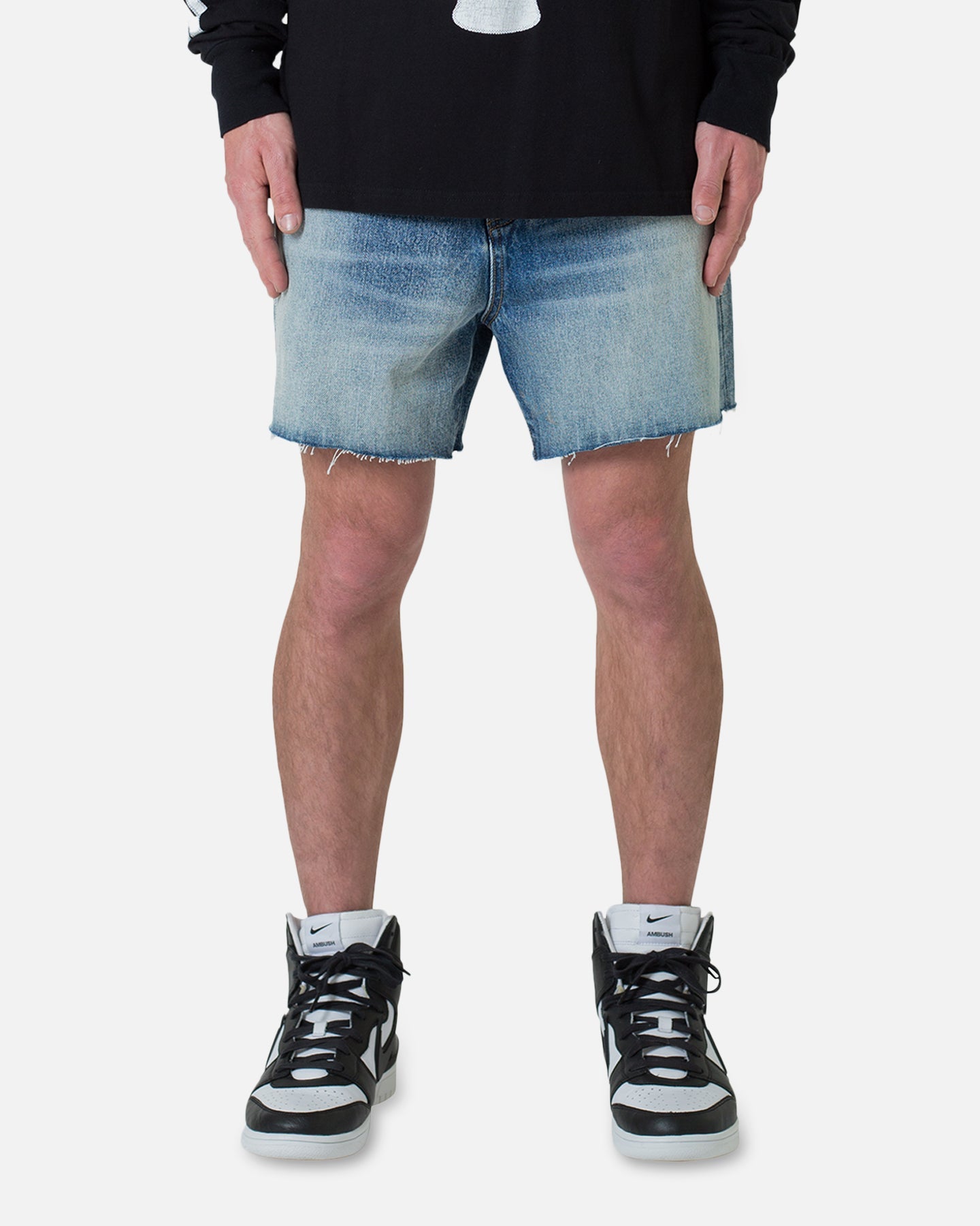 MNML Cut Off Denim Shorts Blue