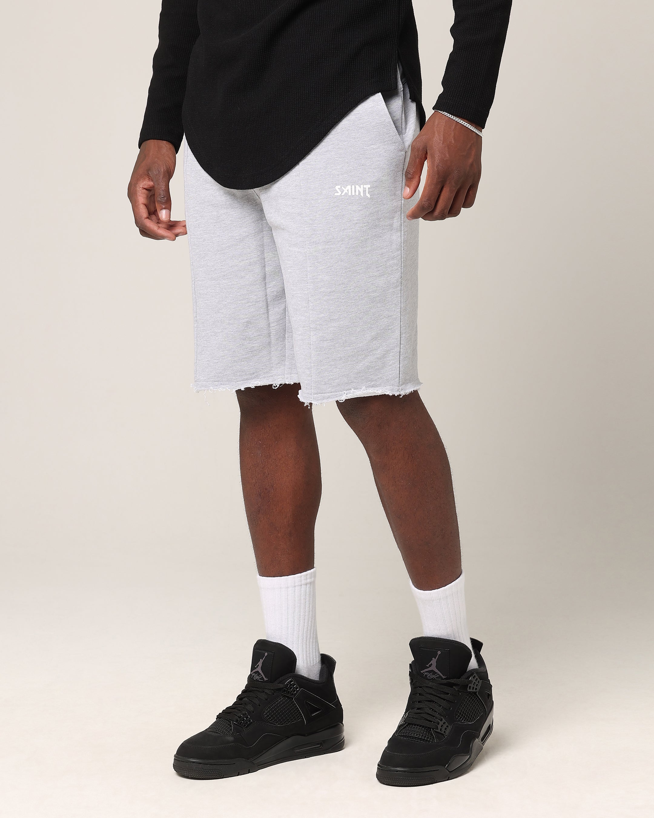 Saint Morta Baggy 90's Sweat Shorts Light Grey Marl