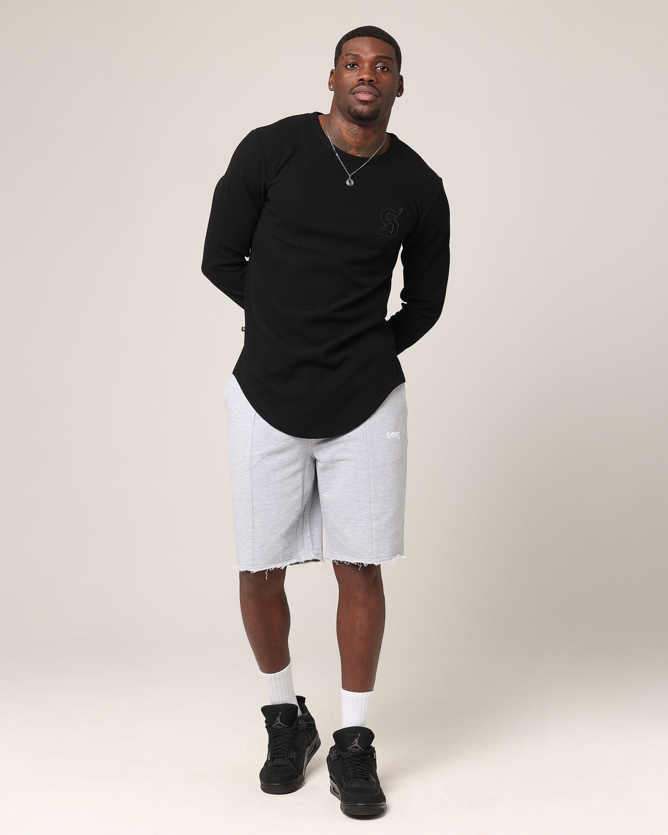 Saint Morta Baggy 90's Sweat Shorts Light Grey Marl