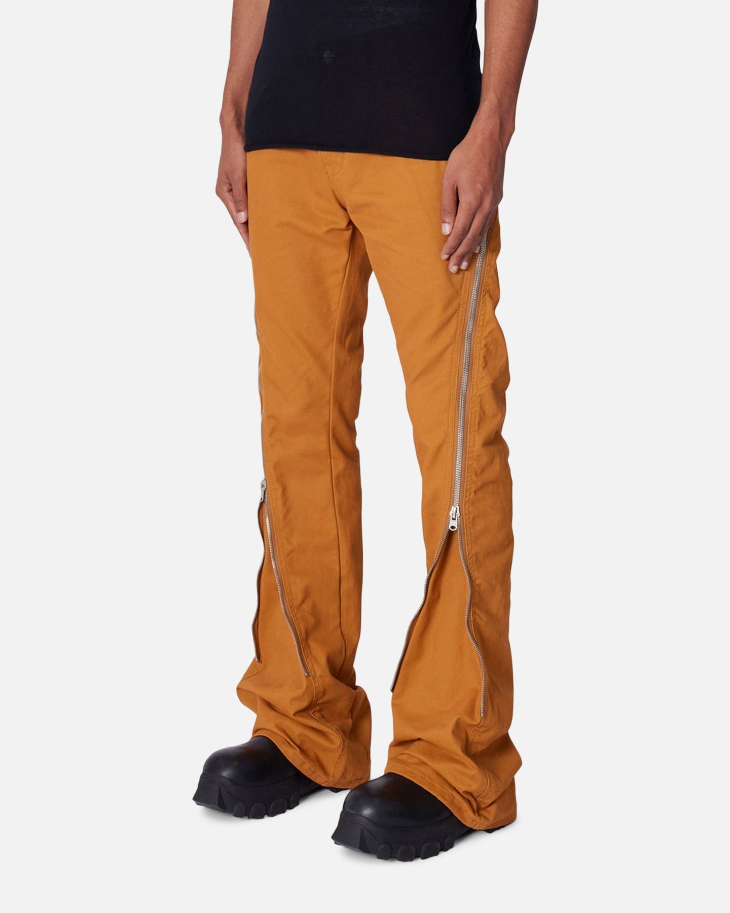 MNML D519 Zipper Flare Denim Jeans Orange