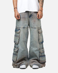 MNML Dune Double Cargo Denim Pants Blue/Red