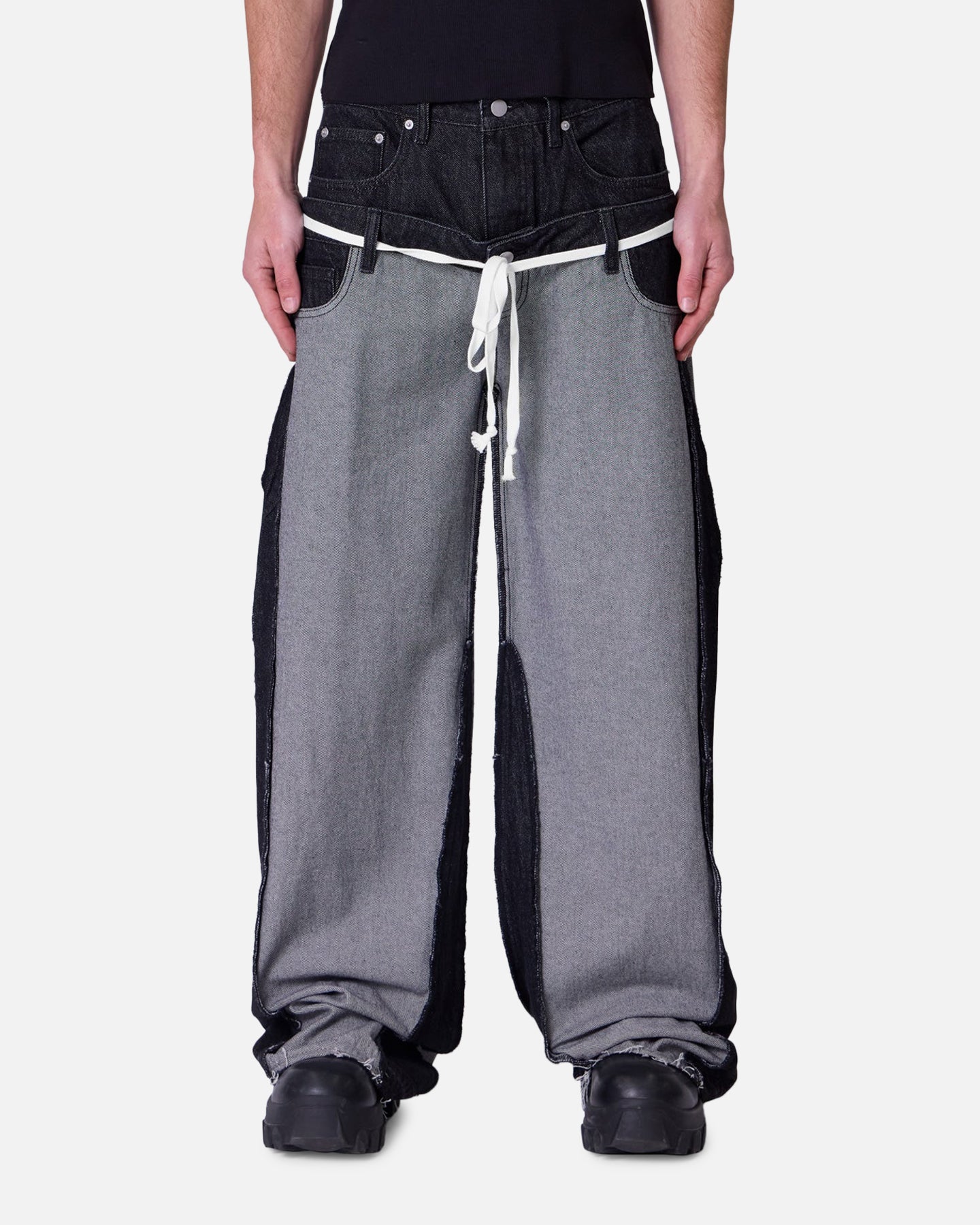 MNML Inside Out Slip Off Denim Pants Washed Black