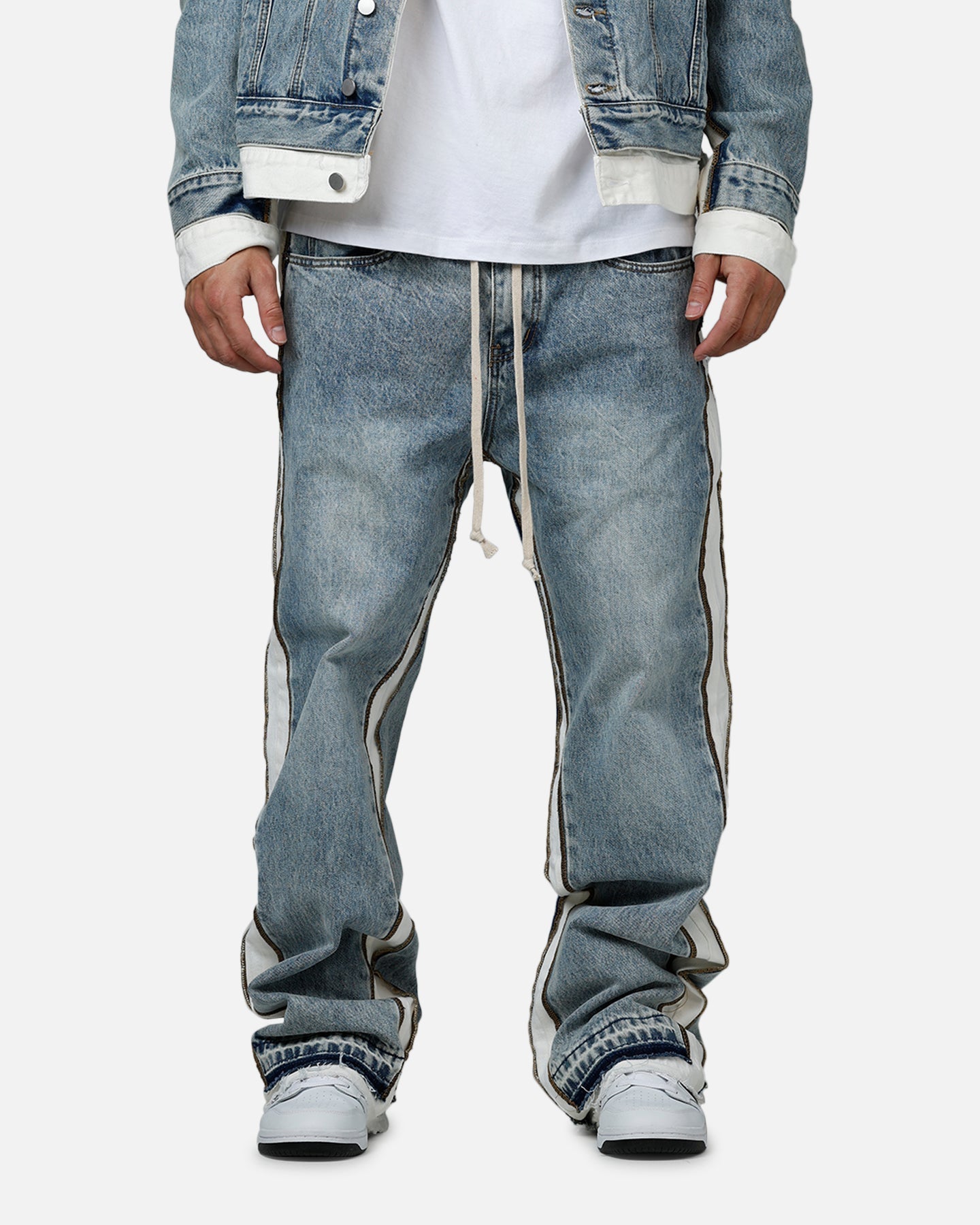 MNML Ultra Baggy Border GN8 Denim Jeans Blue/White
