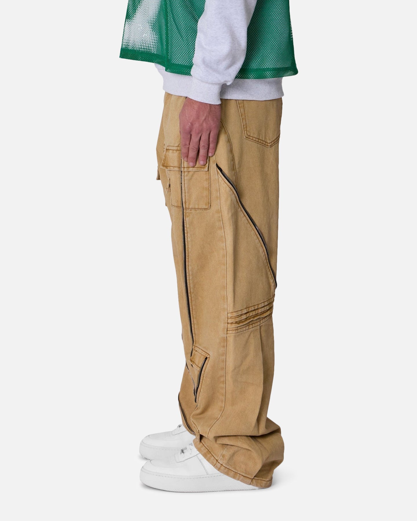 MNML Ultra Baggy Grid Lock Denim Pants Brown