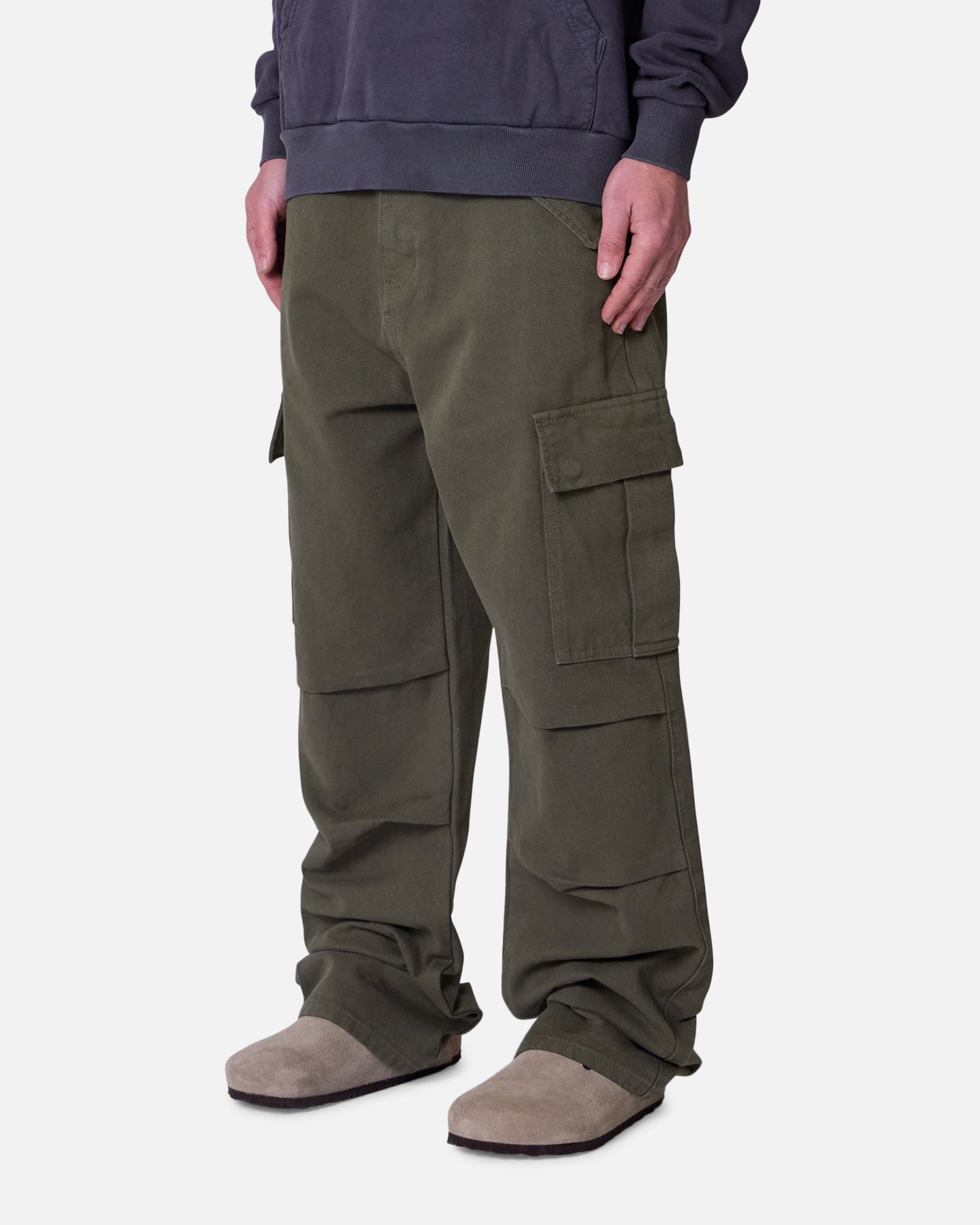 MNML Ultra Baggy Extended Knee Denim Pants Olive