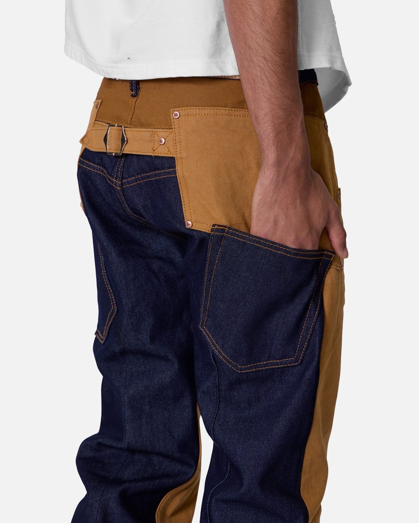 MNML V727 Mixed Canvas Baggy Denim Jeans Multi