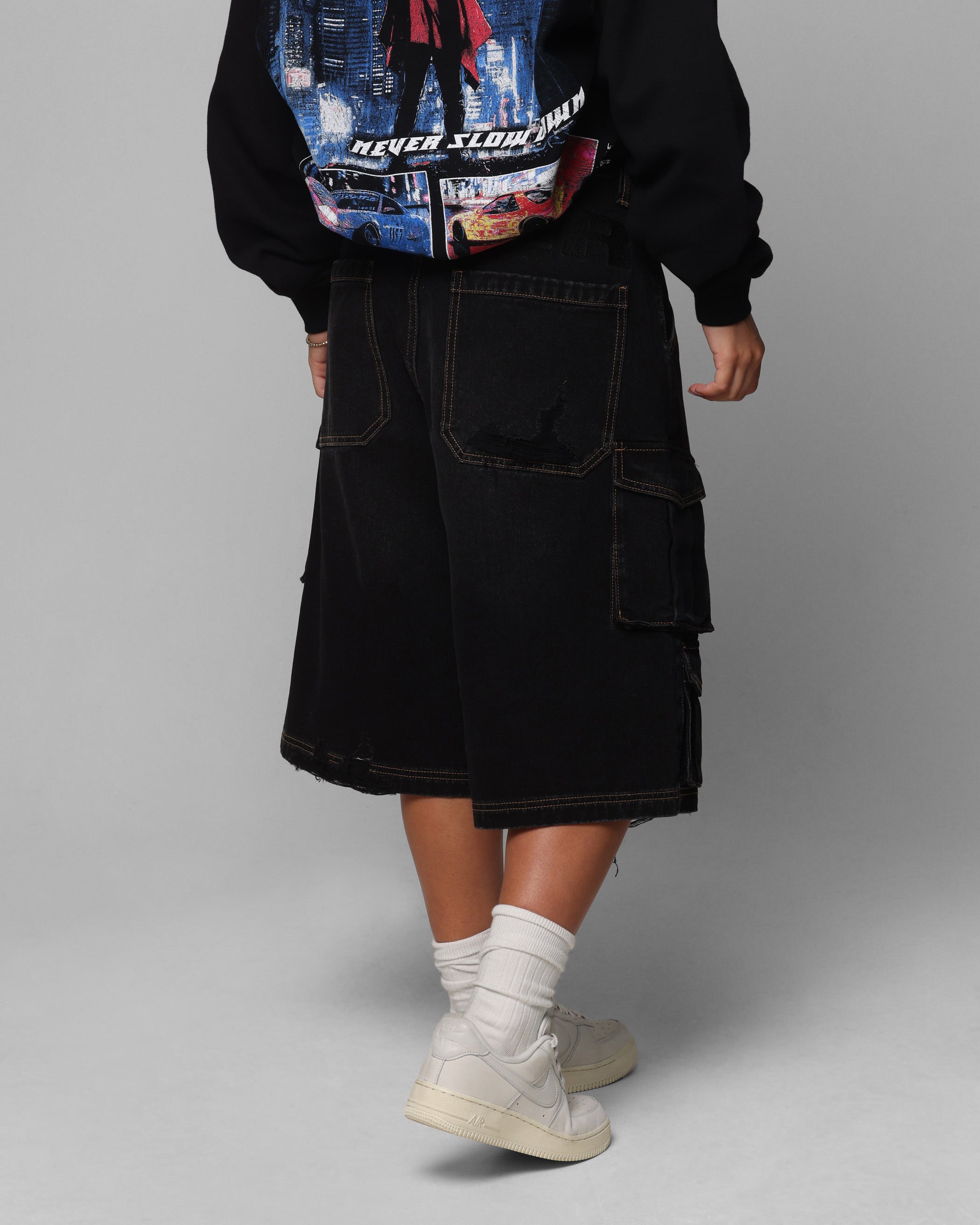 Loiter Collateral Cargo Shorts Black Wash