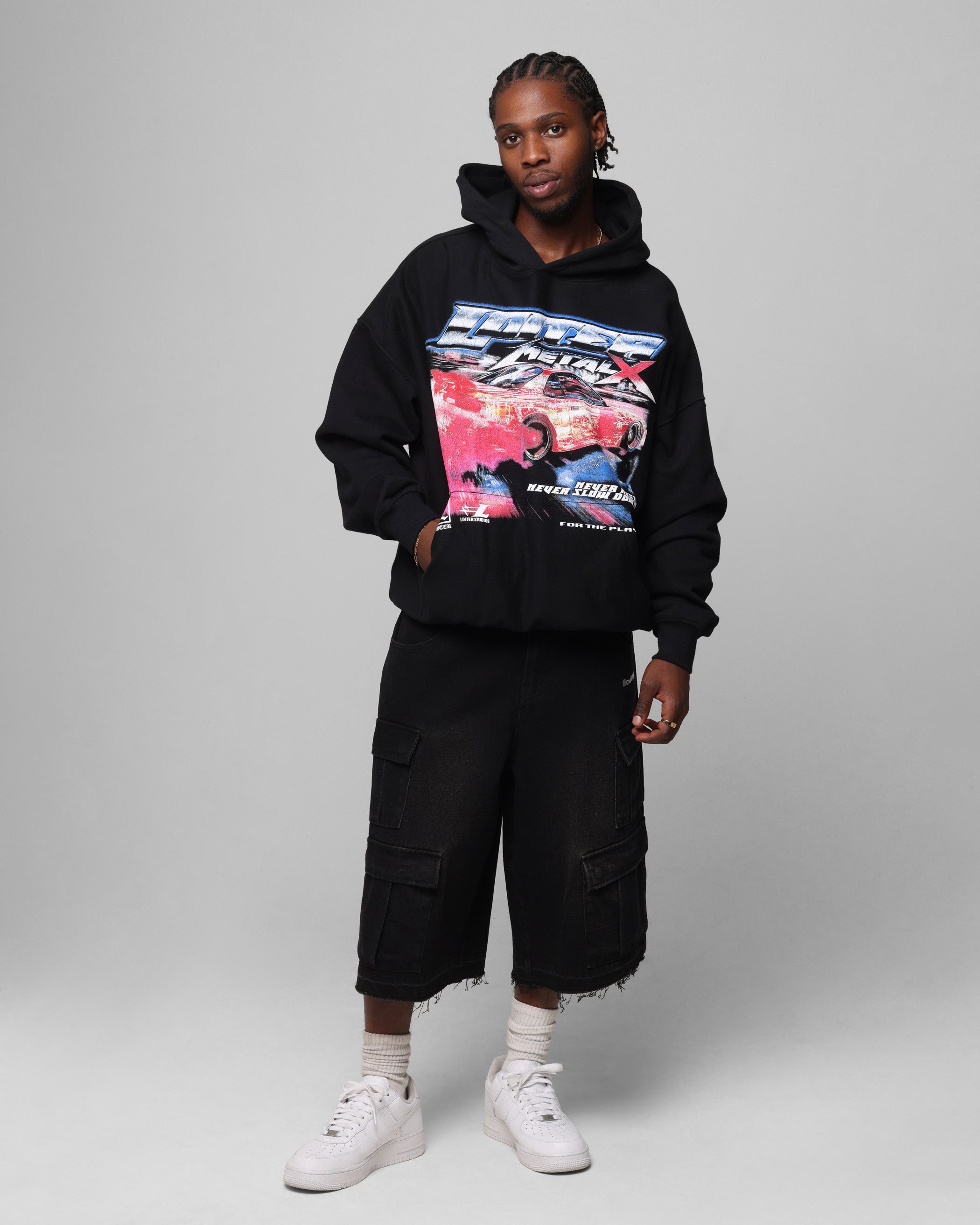 Loiter 3 Quarter Pants Washed Black