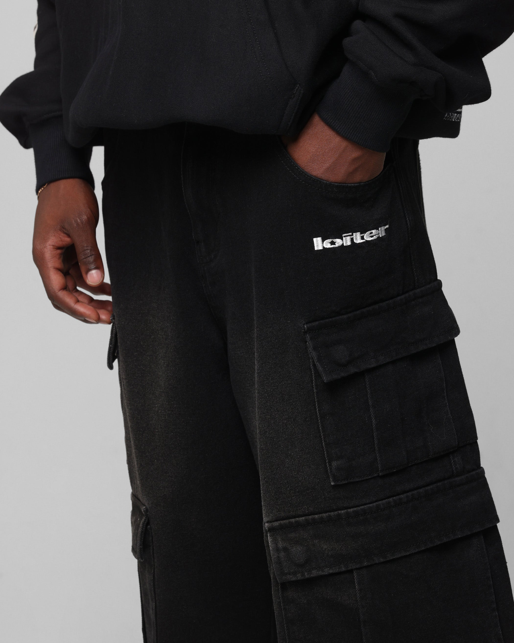 Loiter 3 Quarter Pants Washed Black