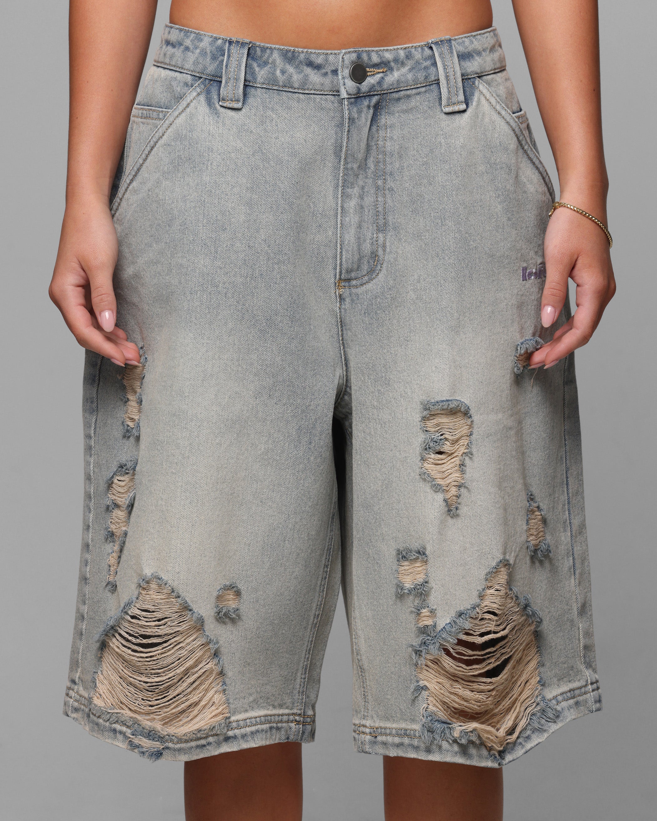 Loiter Collateral Distressed Jorts Vintage Blue