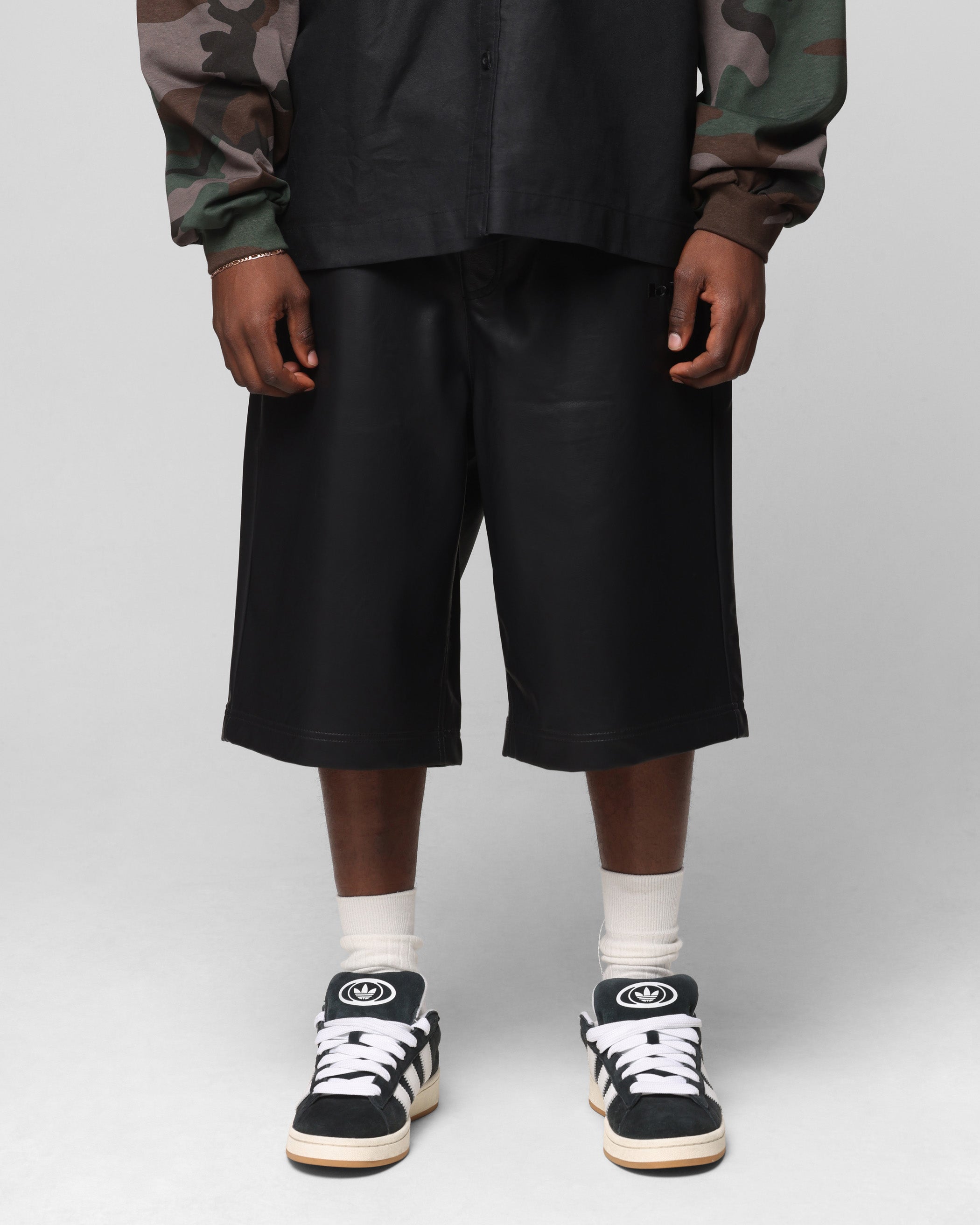 Loiter Collateral PU Leather Jorts Black