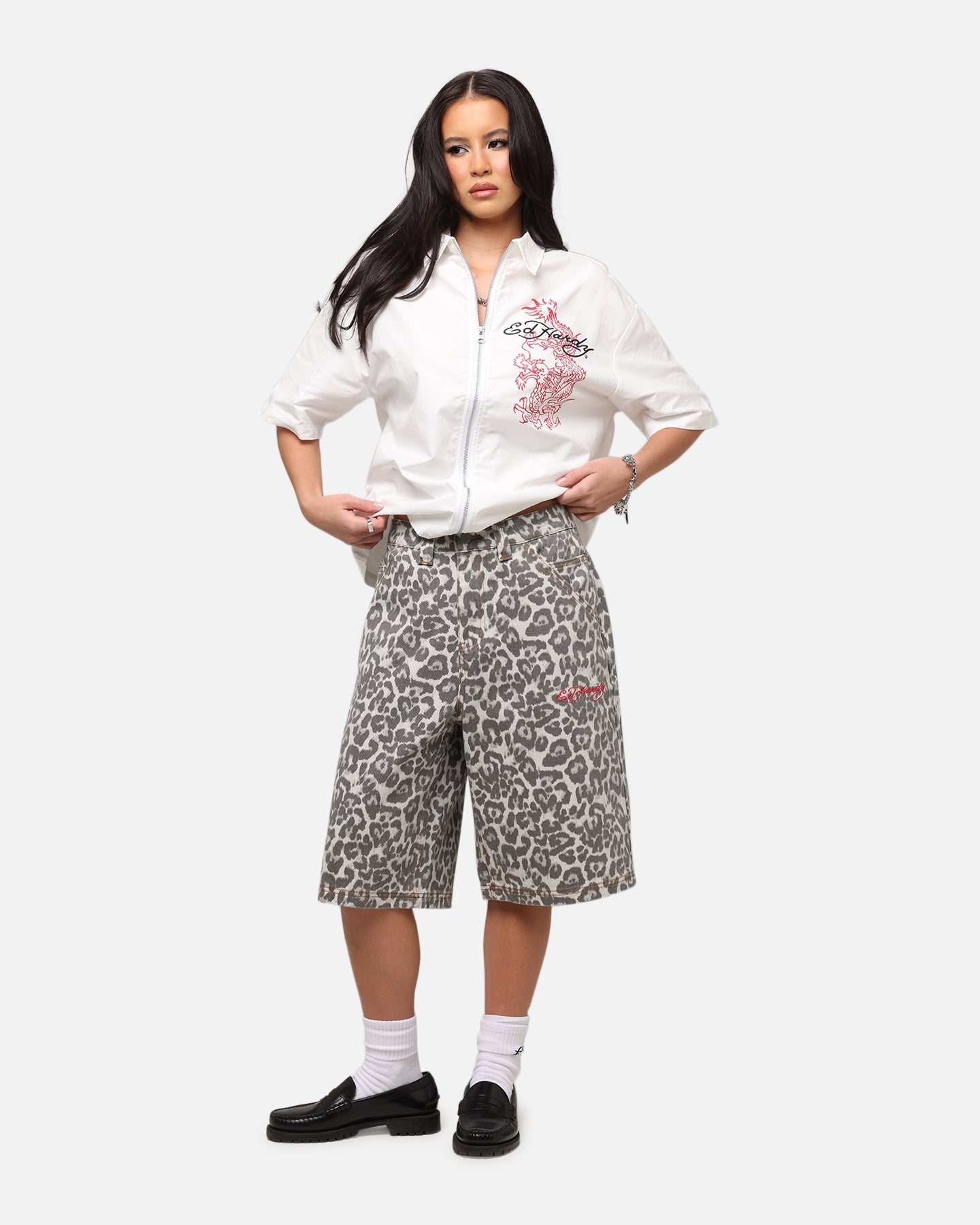 Ed Hardy Women's Leopard Jorts Leopard