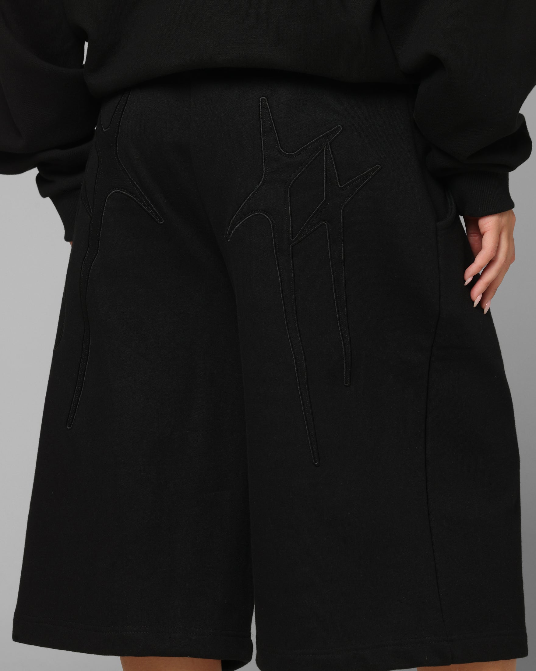 Loiter Destruct Sweat Shorts Black