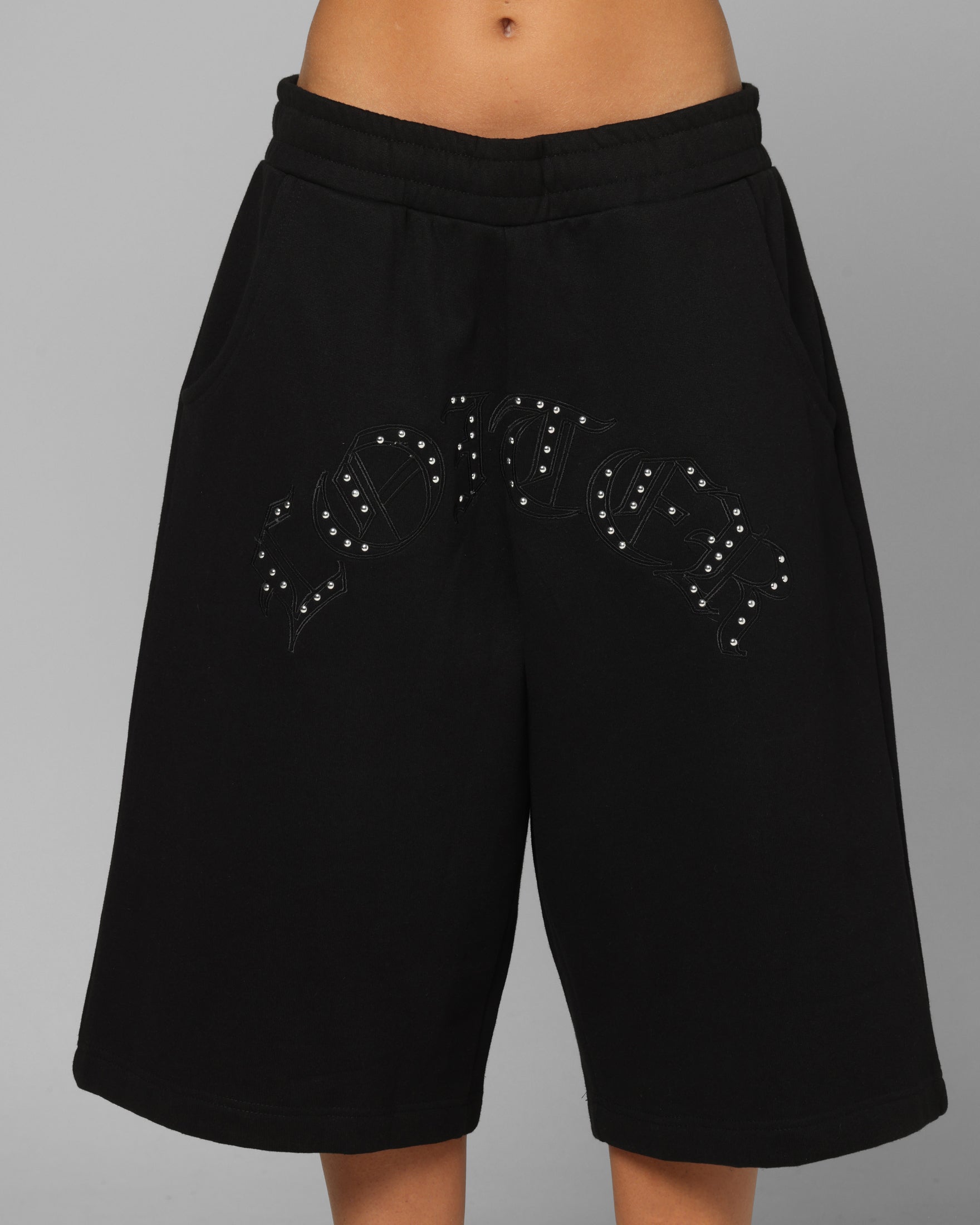 Loiter Destruct Sweat Shorts Black