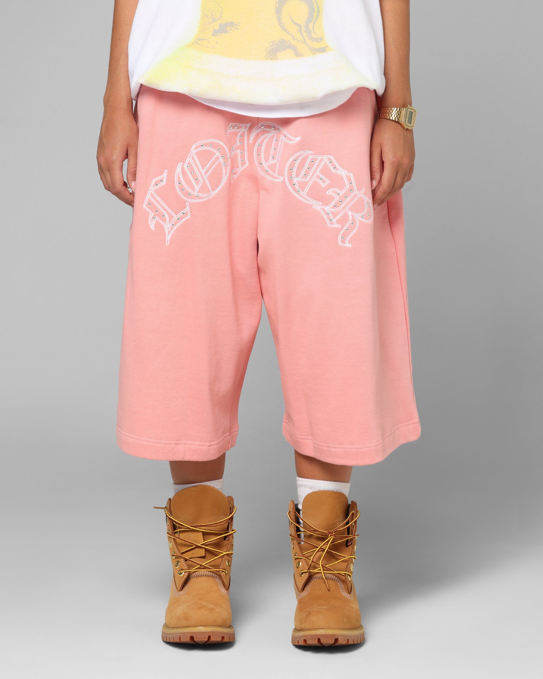 Loiter Destruct Sweat Shorts Pink