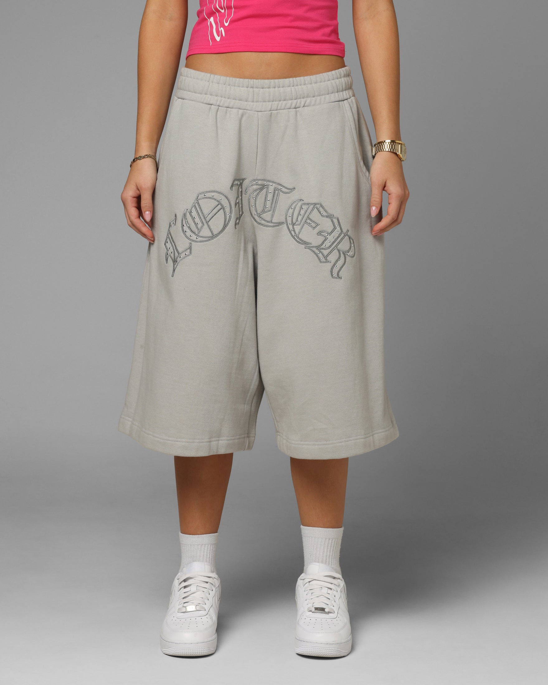 Loiter Destruct Sweat Shorts Grey