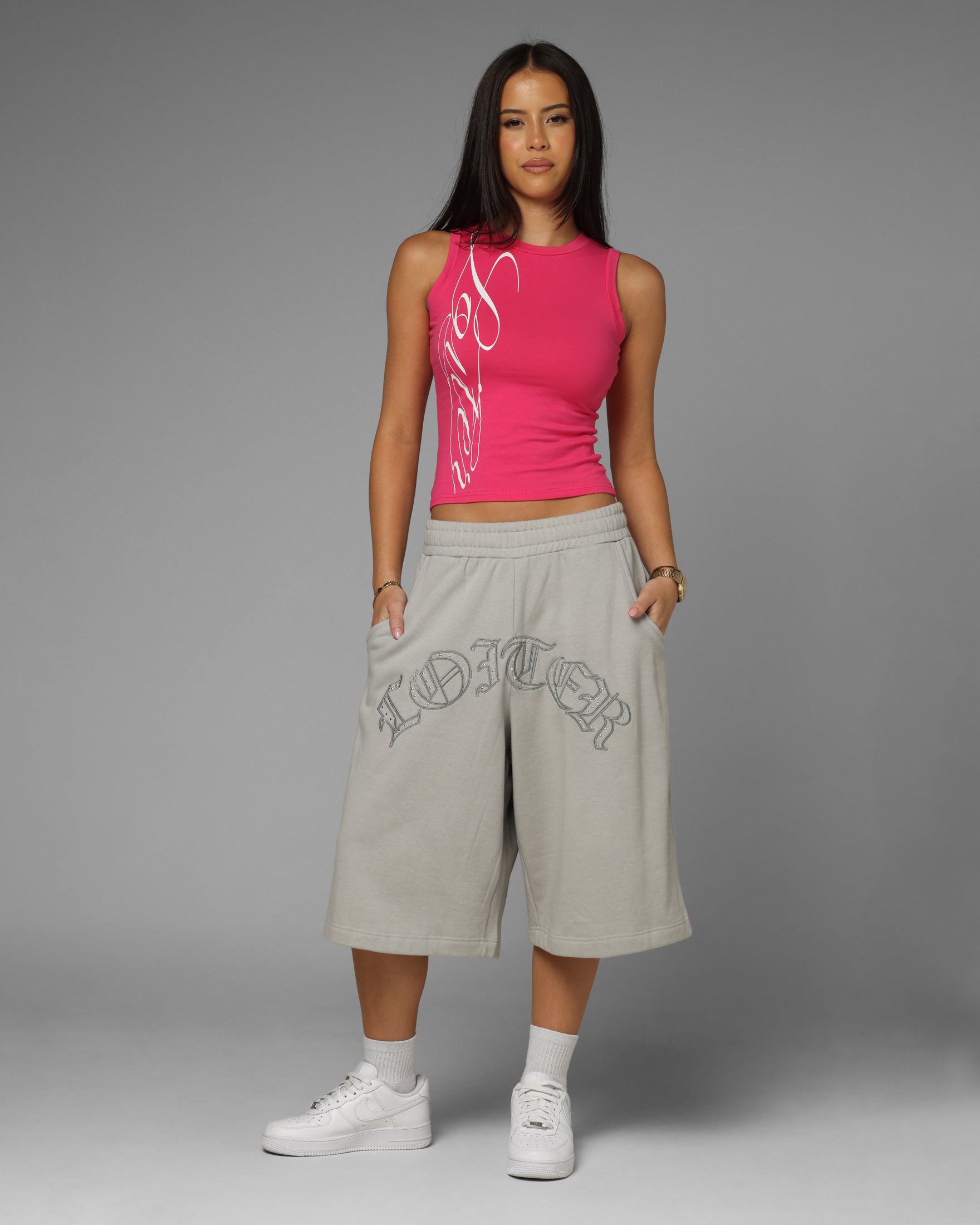 Loiter Destruct Sweat Shorts Grey