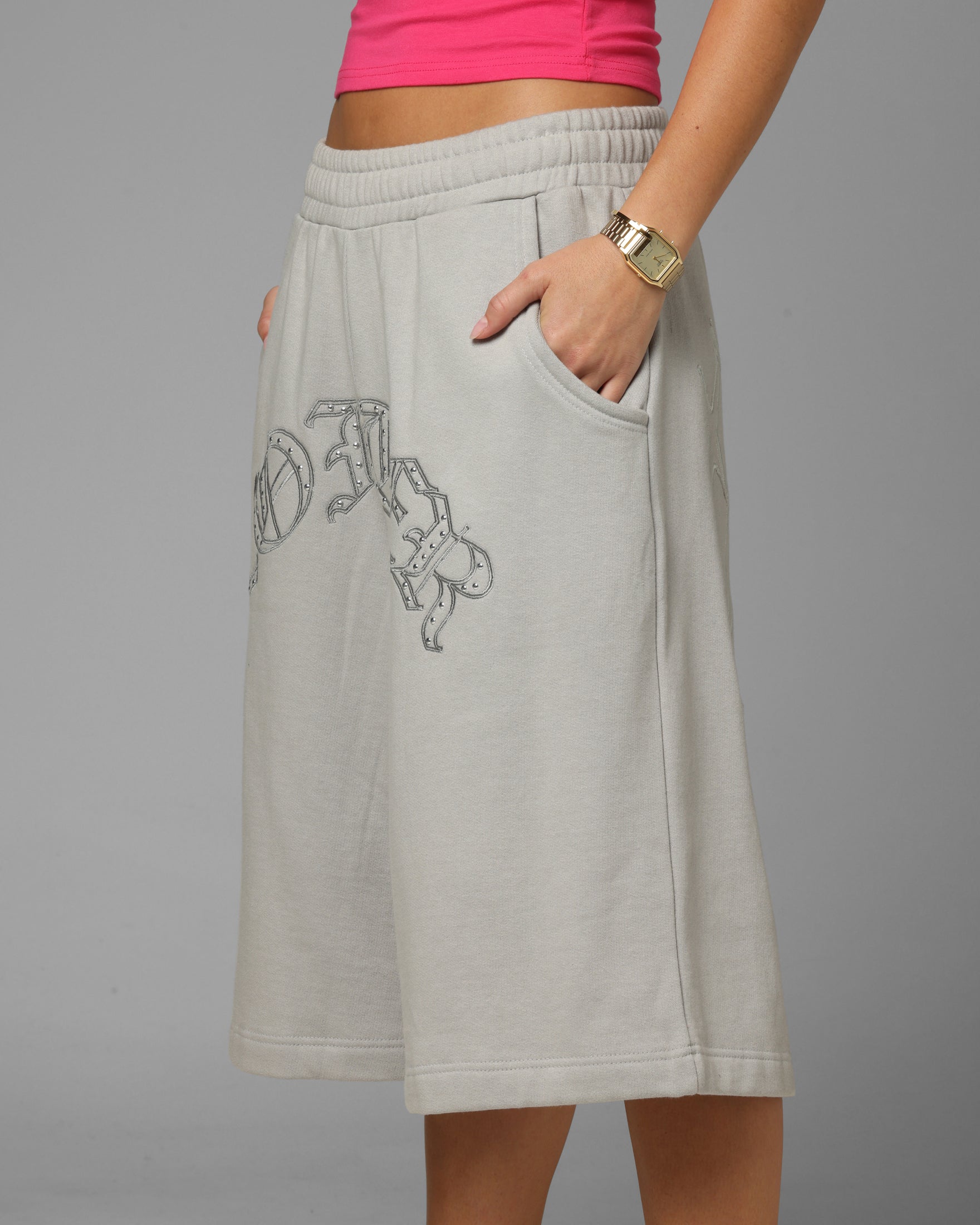 Loiter Destruct Sweat Shorts Grey