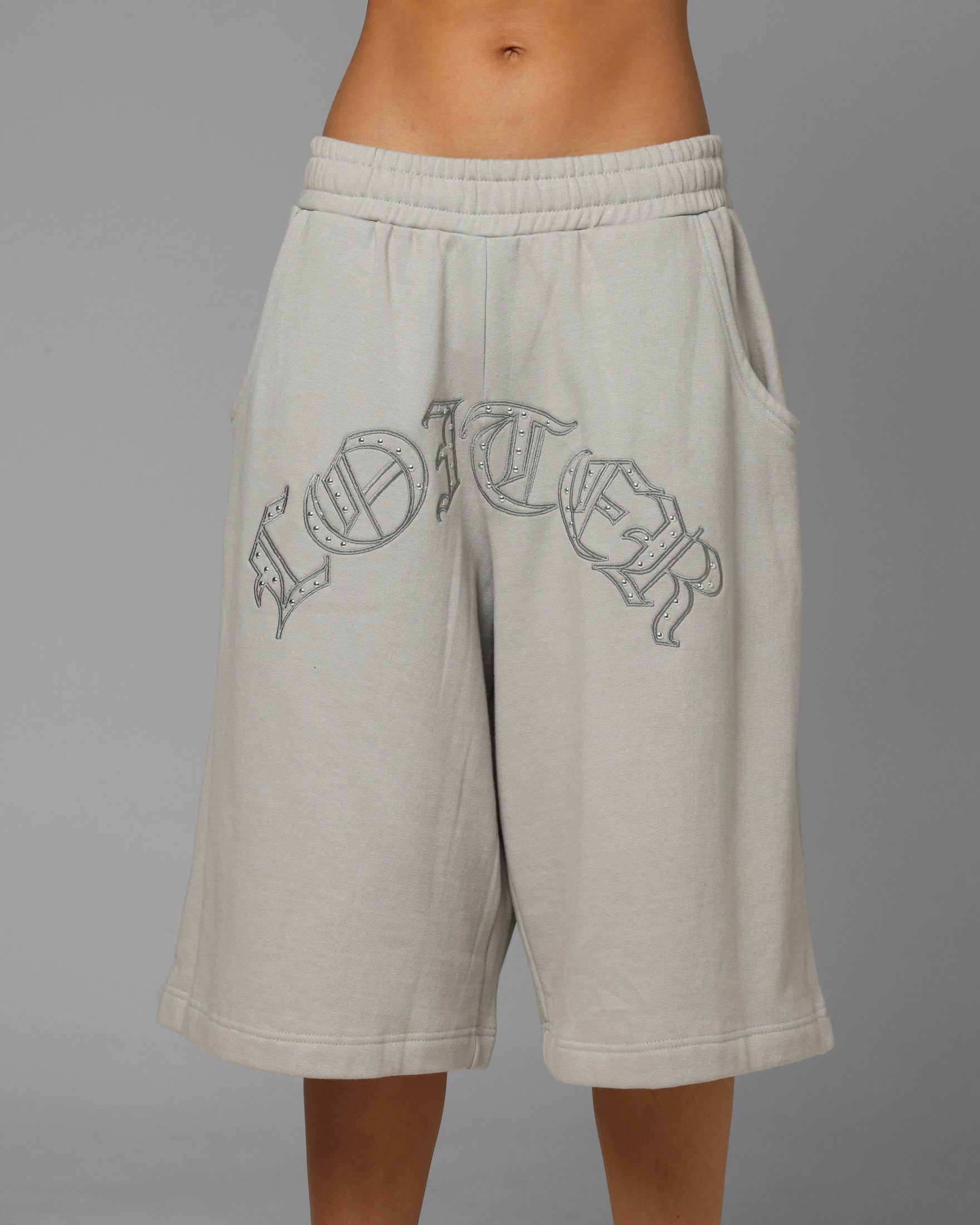 Loiter Destruct Sweat Shorts Grey