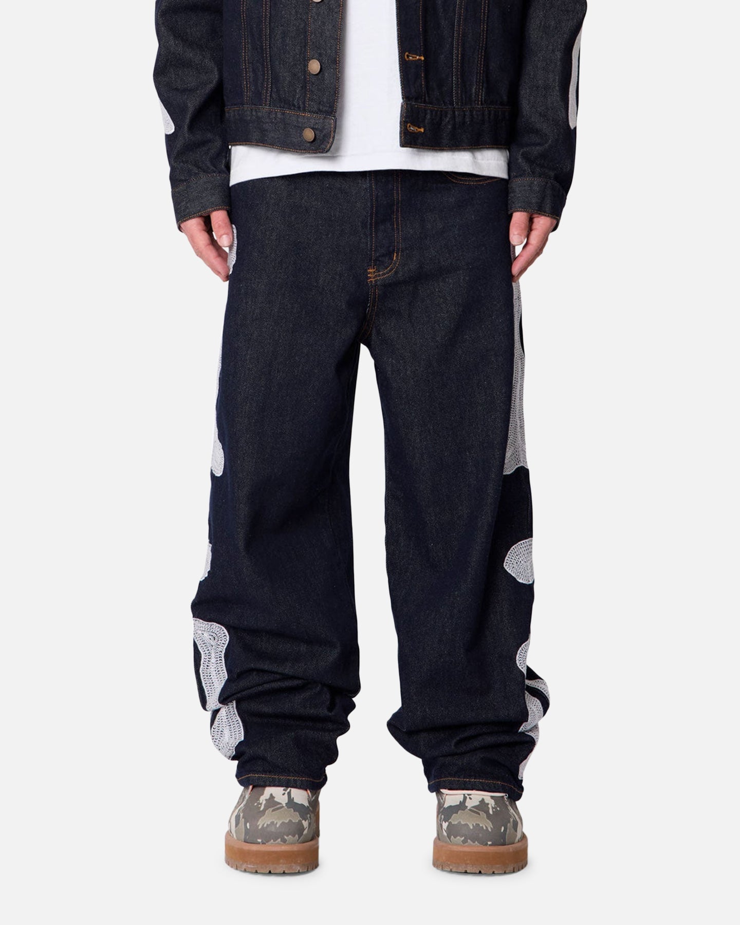 MNML Raw Skeleton Baggy Denim Jeans Rinse Indigo