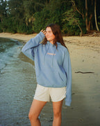 "Let's Watch the Sunset" Oversized Lux Hoodie in Blue