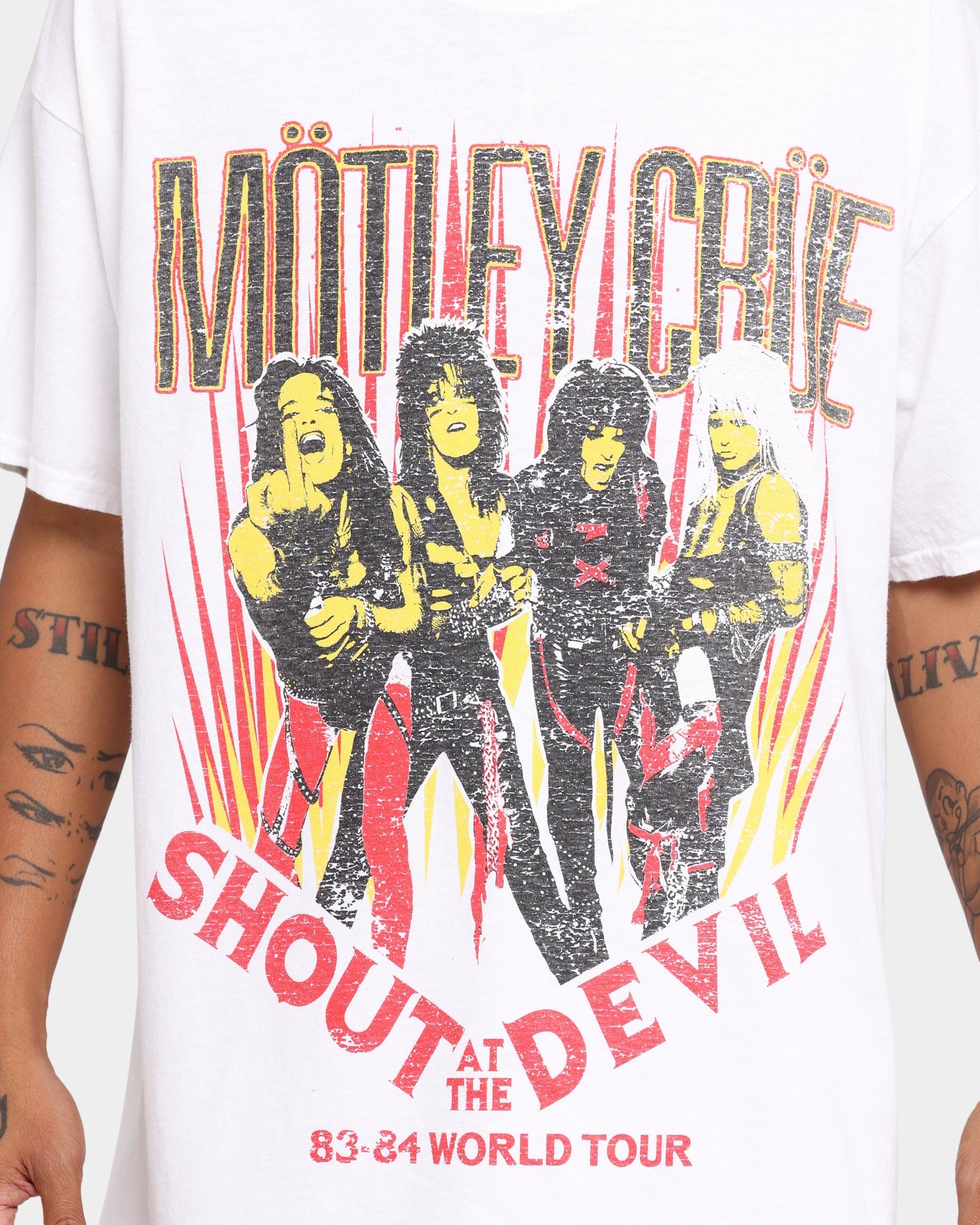 Motley Crue Men's Shout at the Devil Vintage T-Shirt Black Wash