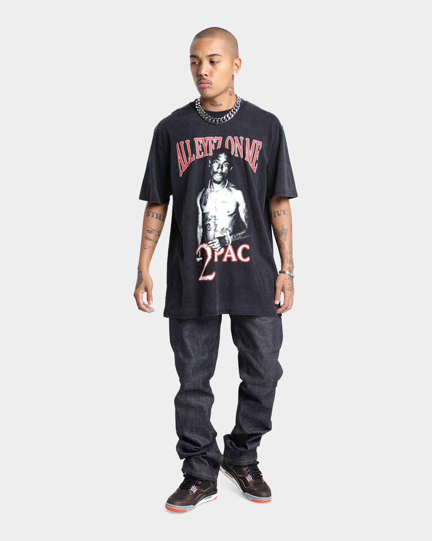 Tupac All Eyez On Me Vintage T-Shirt Washed Black