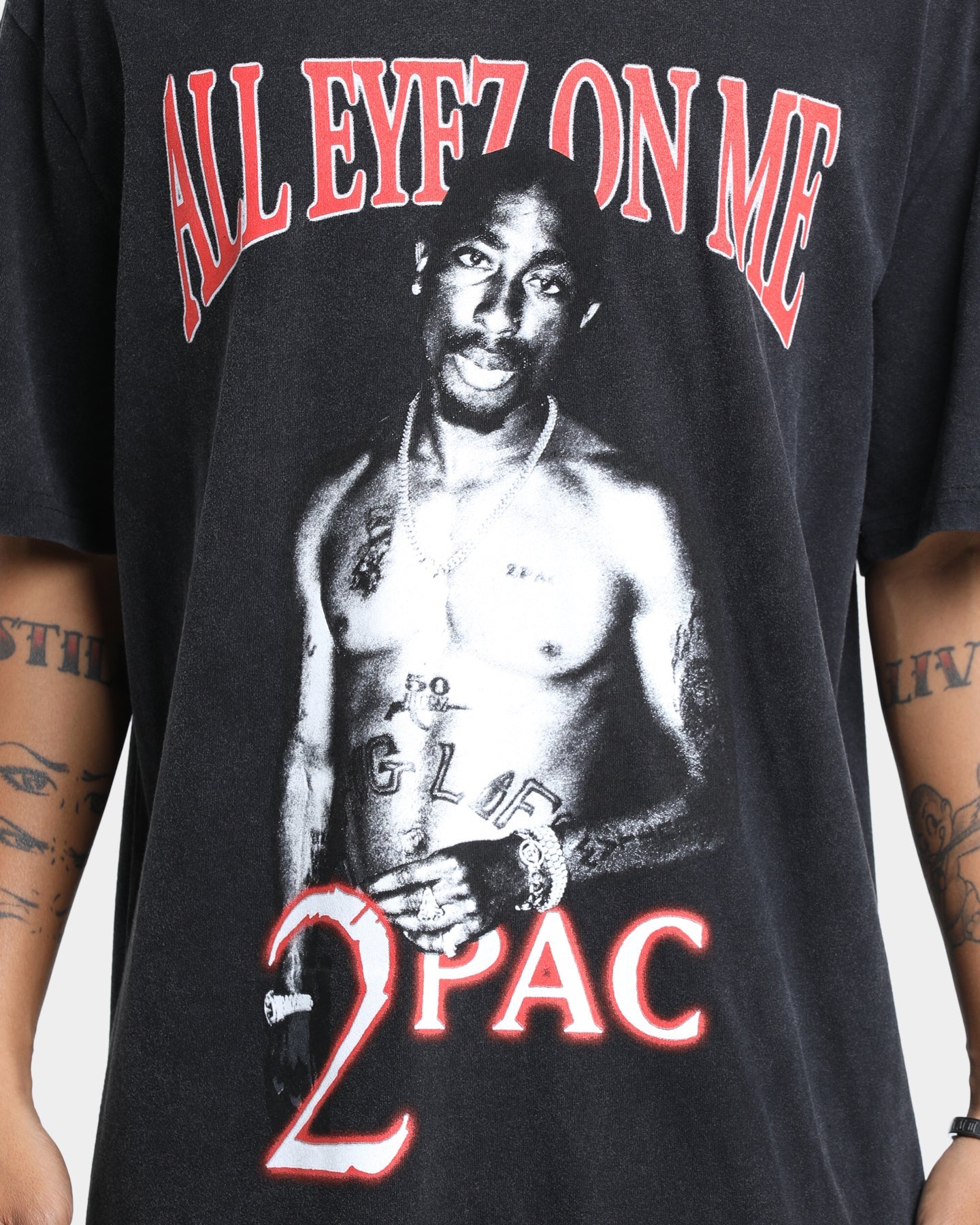 Tupac All Eyez On Me Vintage T-Shirt Washed Black