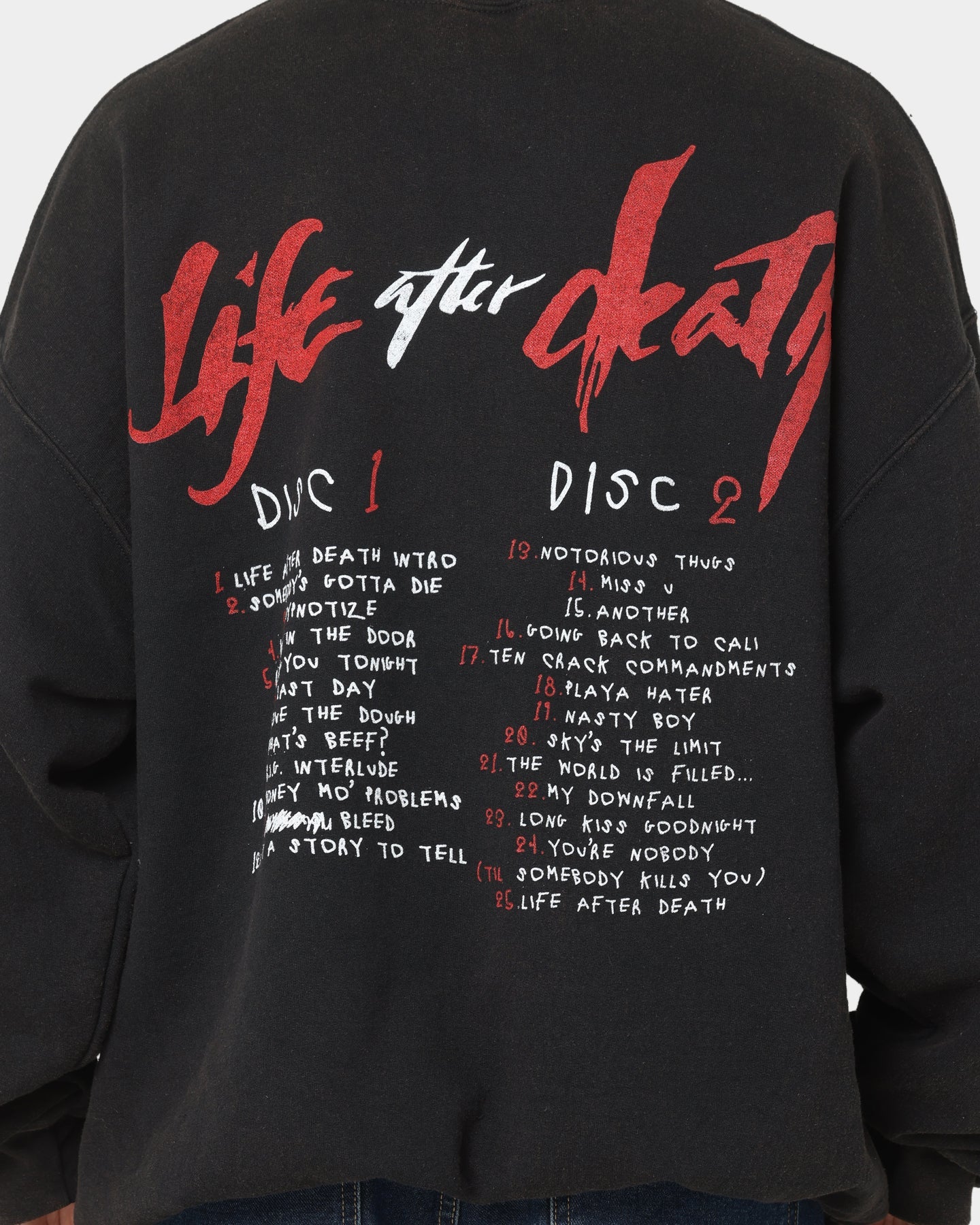 Notorious B.I.G Biggie Tracklist Crewneck Black