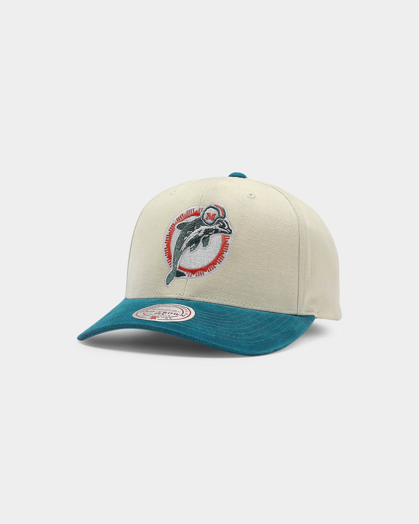 Mitchell & Ness Miami Dolphins Pro Crown Snapback Off White/Teal