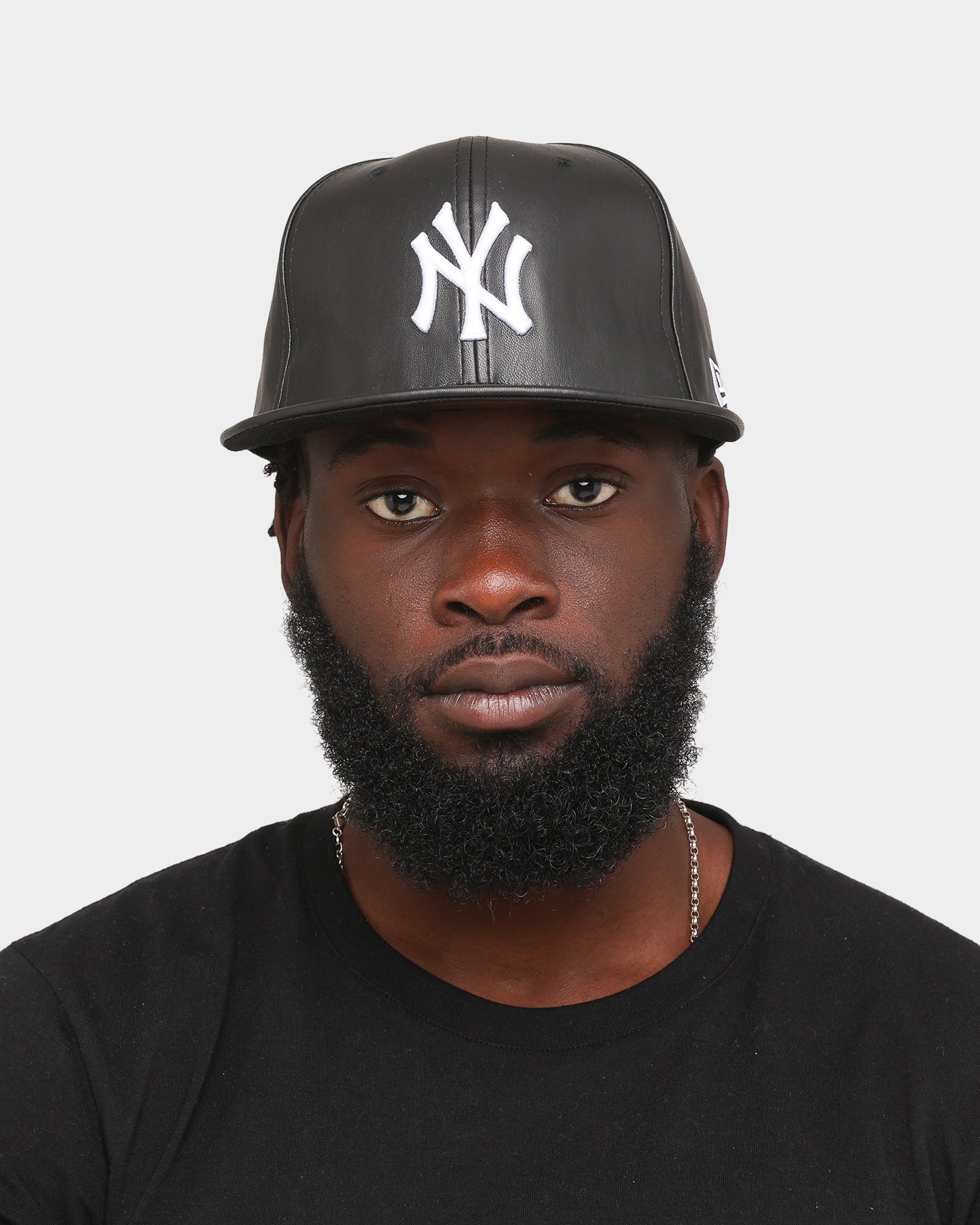 New Era New York Yankees 'PU Leather' 59FIFTY Fitted Black Leather