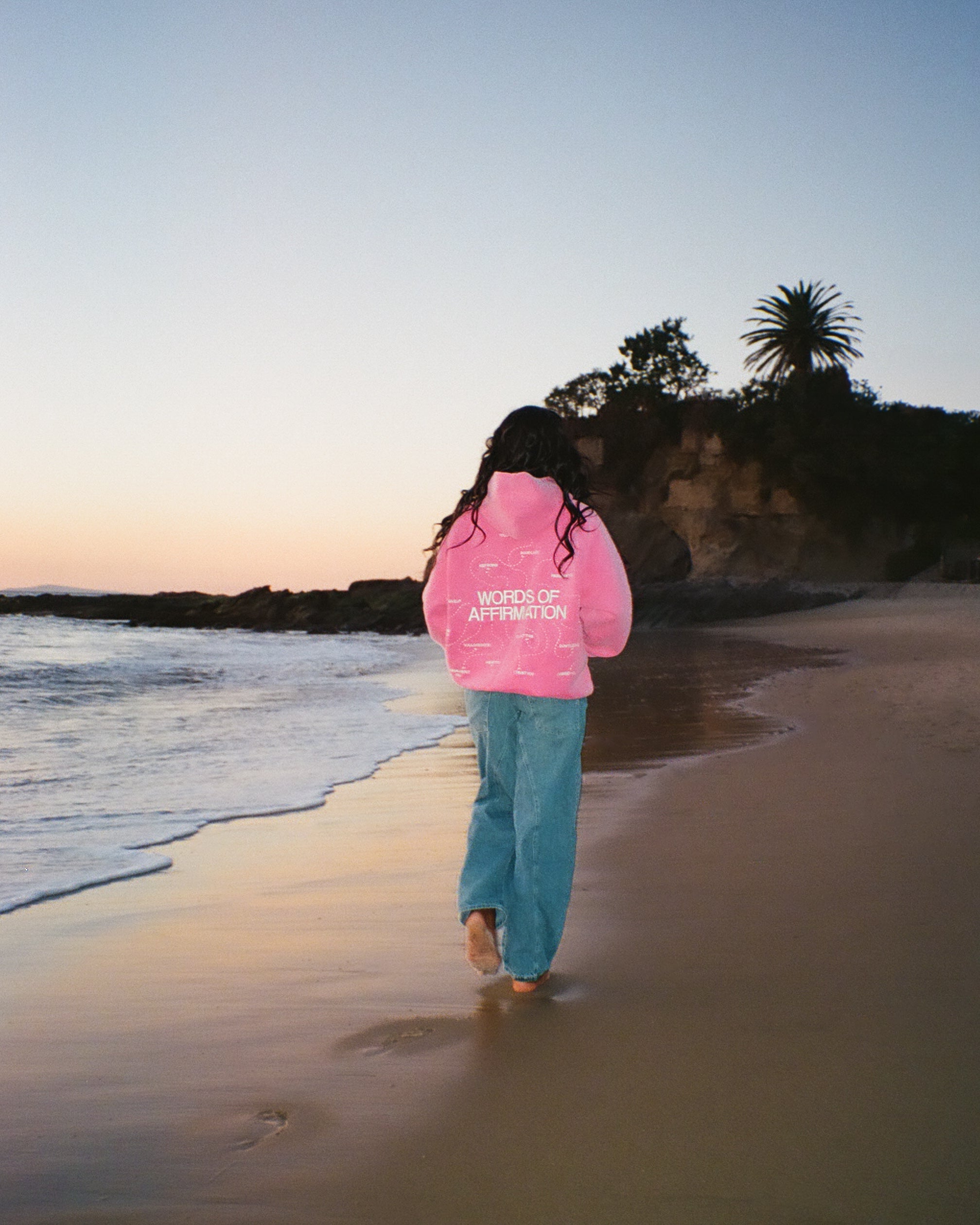 "Words of Affirmation" Oversized Lux Hoodie in Vintage Washed Pink